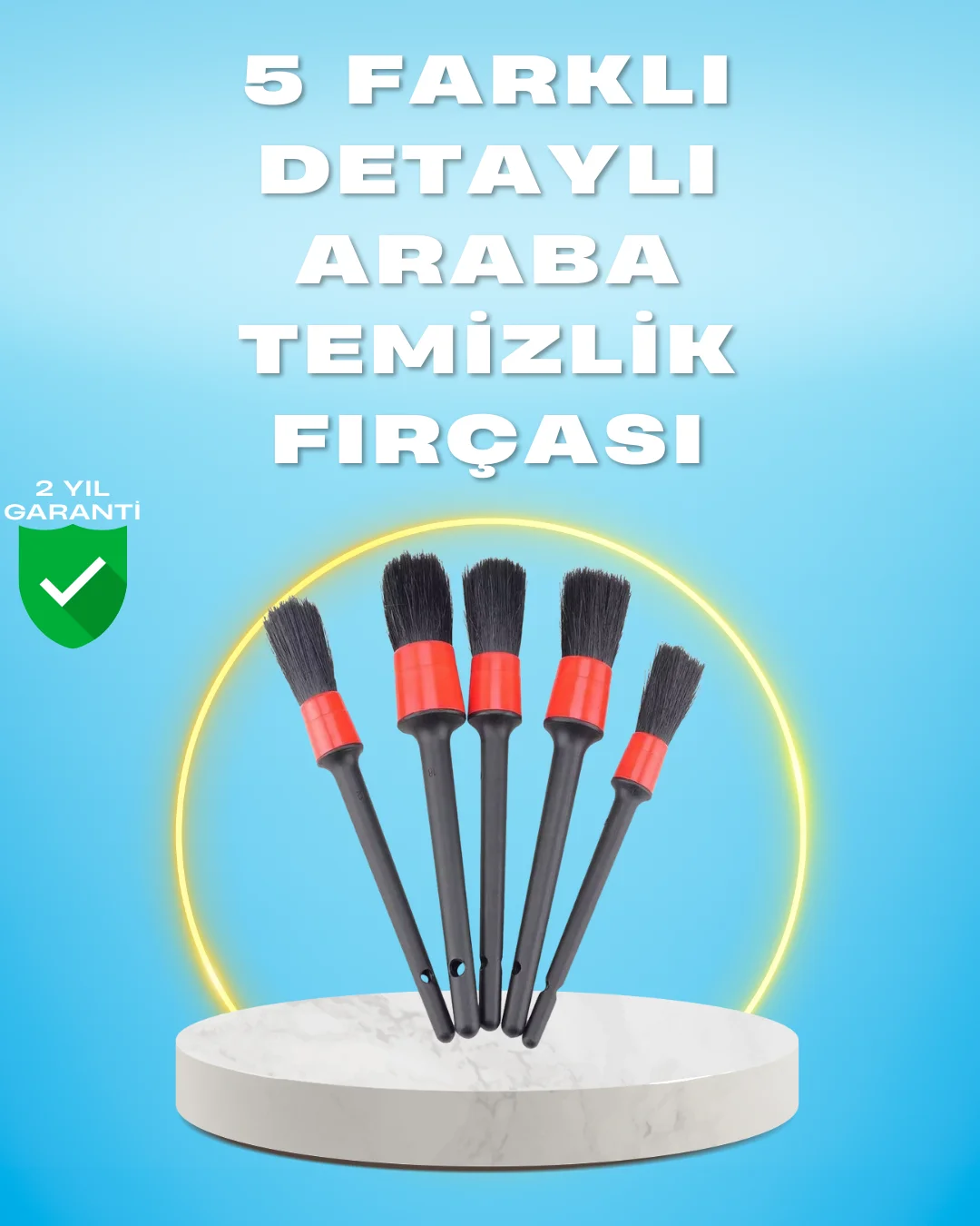 5'li Araba Temizlik Fırçaları-Farklı Boyutlu Fırçalarla Derinlemesine Temizlik