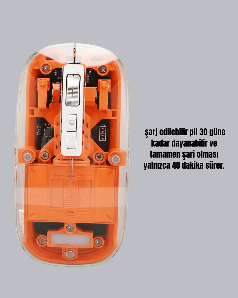 Kablosuz, Sessiz, Ergonomik ve Şarjlı Fare - Gelişmiş Çoklu Cihaz Desteği