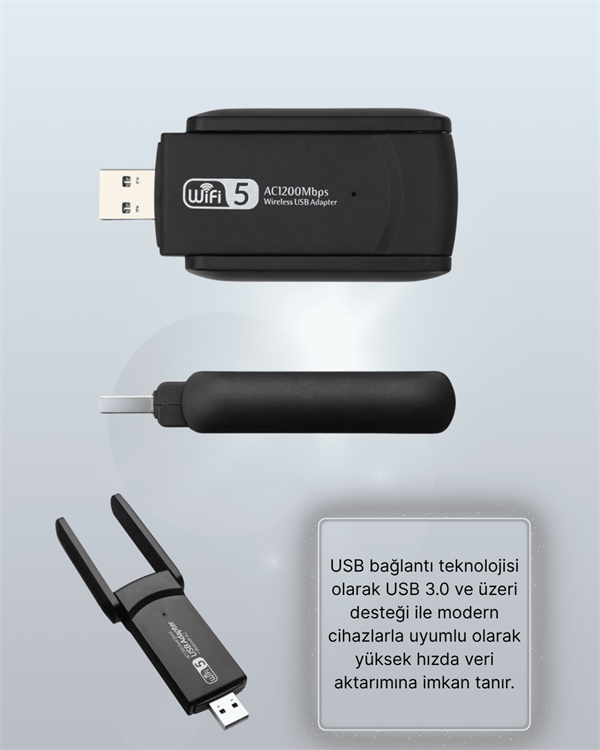 USB 3.0 Wireless Adaptör – 2.4GHz & 5GHz Destekli