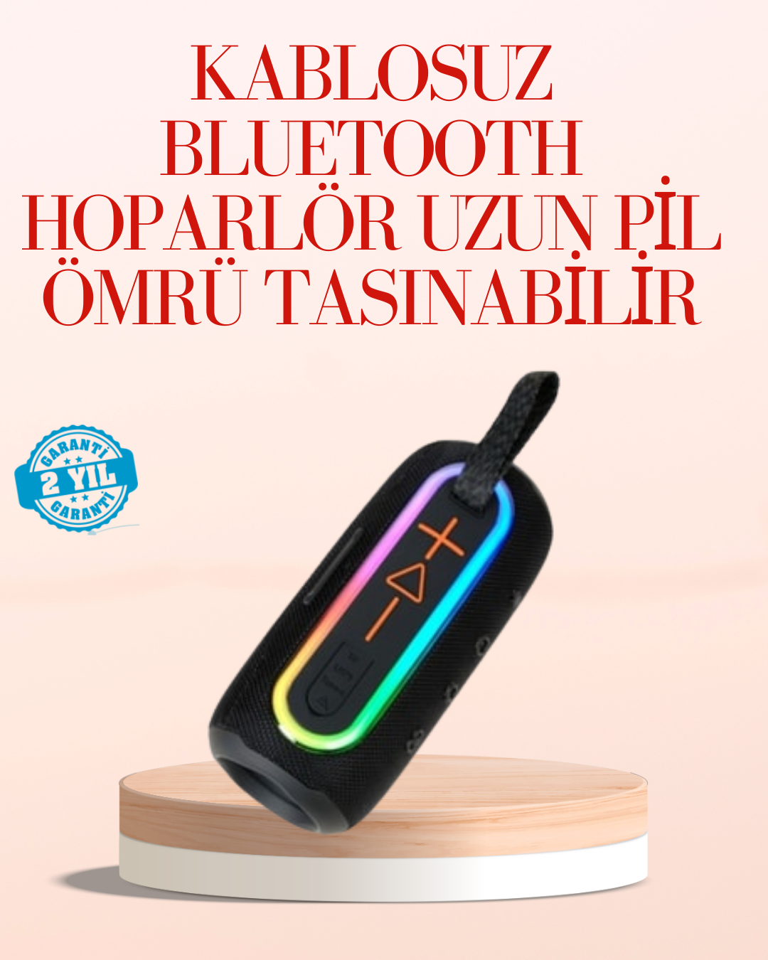 Taşınabilir Bluetooth Hoparlör Kırmızı IP67 Su Geçirmez
