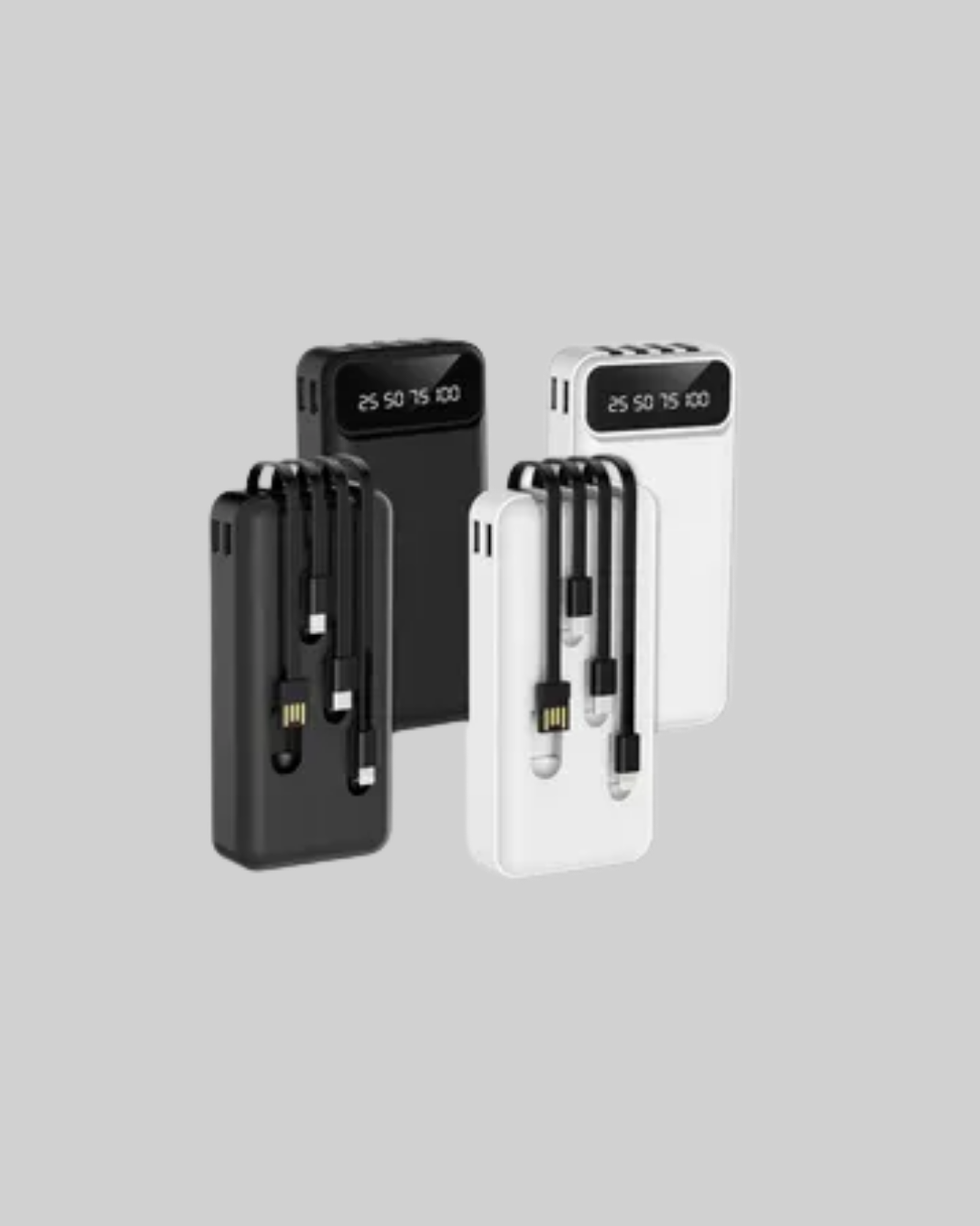 20.000mAh PD Powerbank LED Işık LCD Ekran Dahili Kablo Çoklu Giriş Yeni Nesil