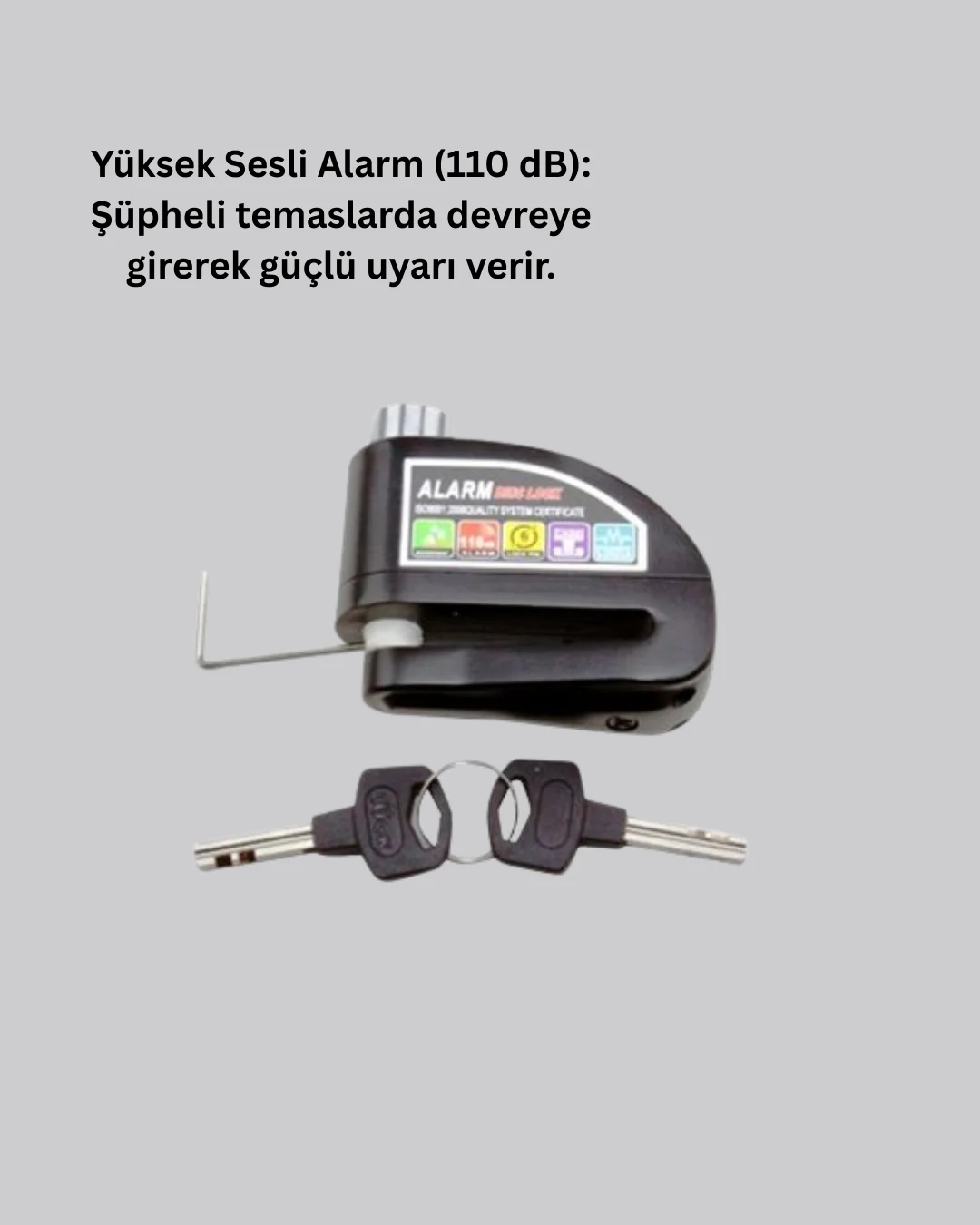 Çelik Gövdeli Alarm Disk Kilidi Motosiklet ve Bisiklet İçin Güvenlik Yeni Nesil