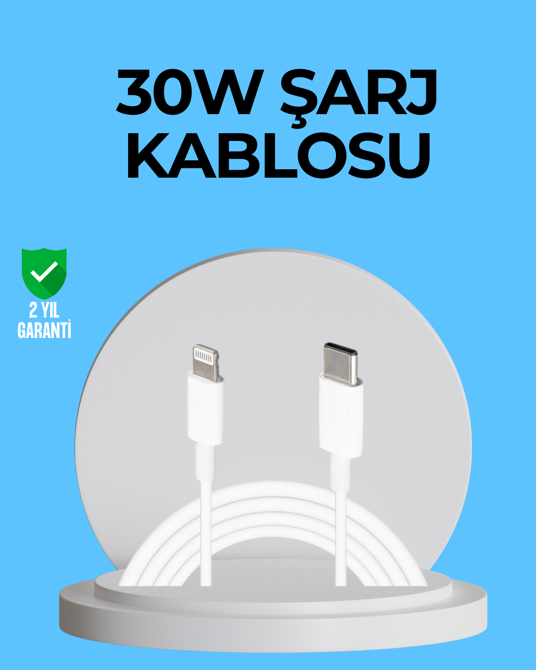 Dayanıklı TPE Lightning Kablo – 30W Hızlı Şarj ve Veri Transferi