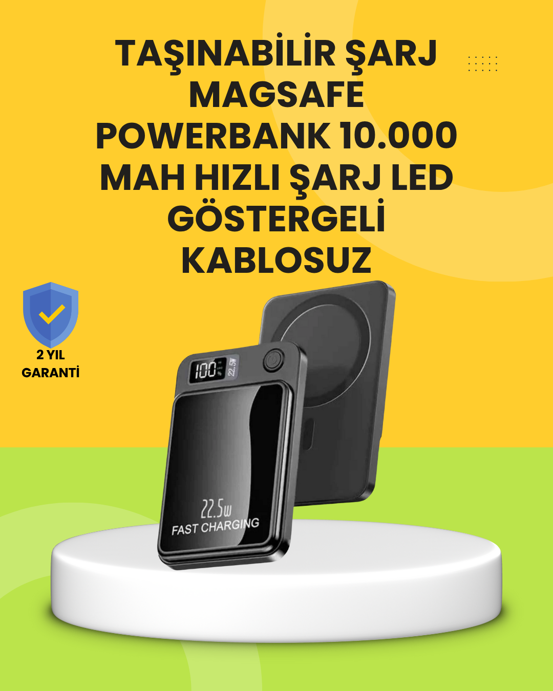 Manyetik ve Hızlı Kablosuz Şarj Güç Bankası Powerbank