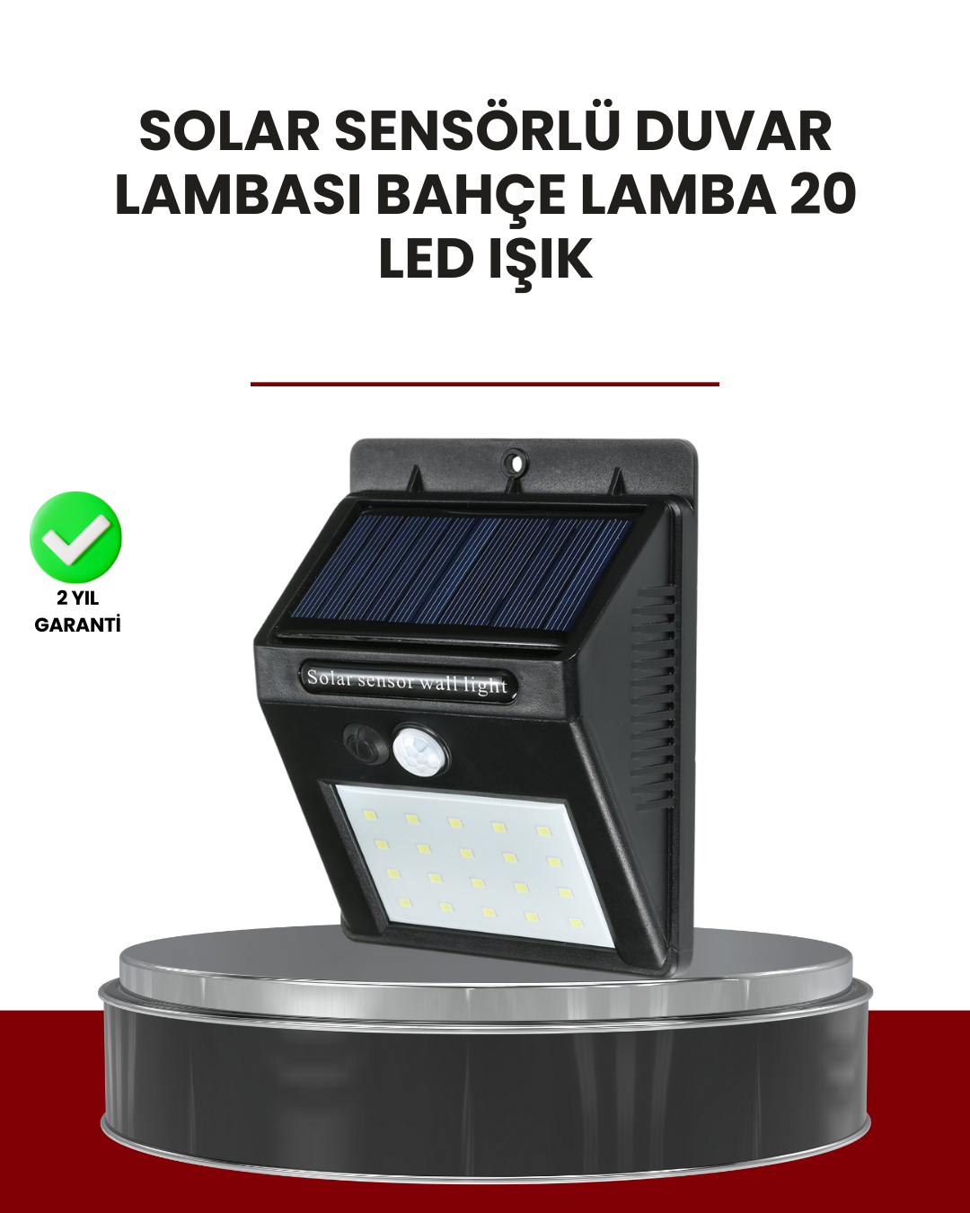 Bahçe ve Dış Mekanlar İçin Güneş Enerjili 20 LED Hareket Sensörlü Lamba