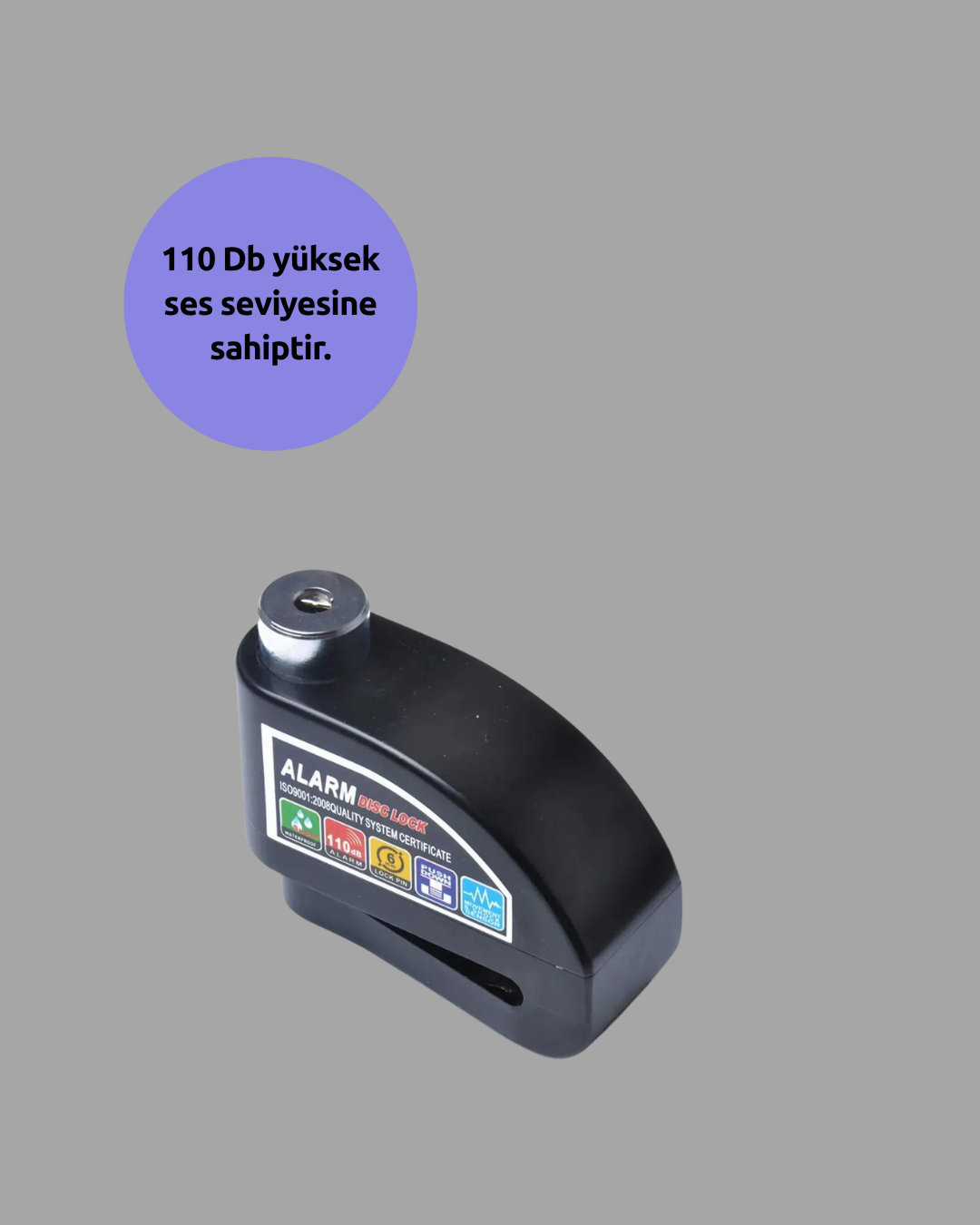 Çift Modlu 110dB Alarmlı Disk Kilidi Suya Dayanıklı