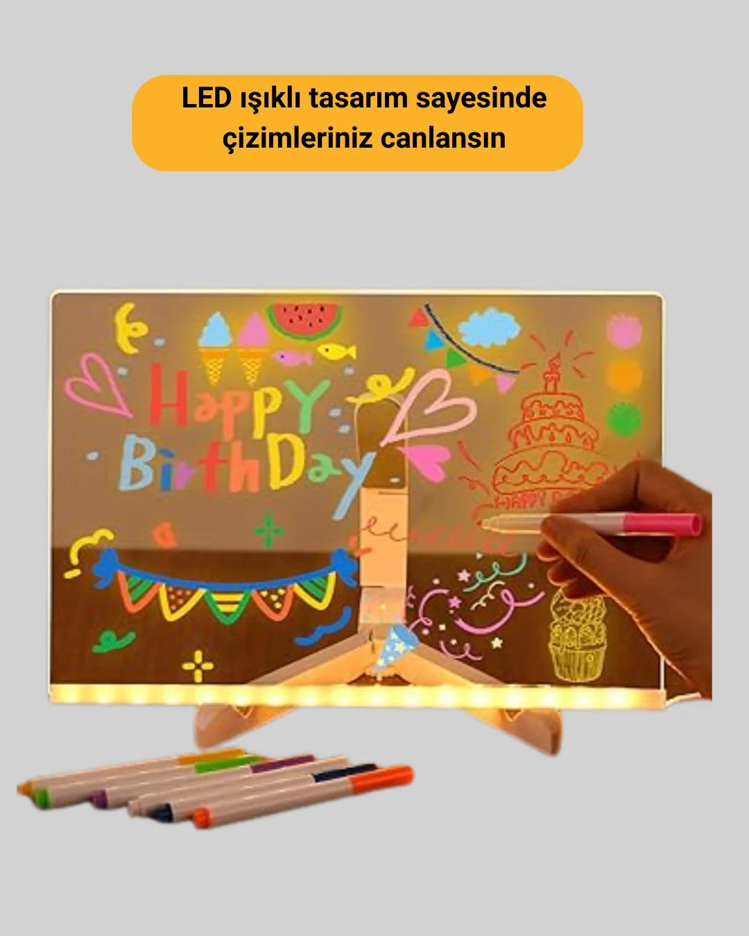 Masaüstü ve Duvara Monte Edilebilir LED Işıklı Yazı Panosu