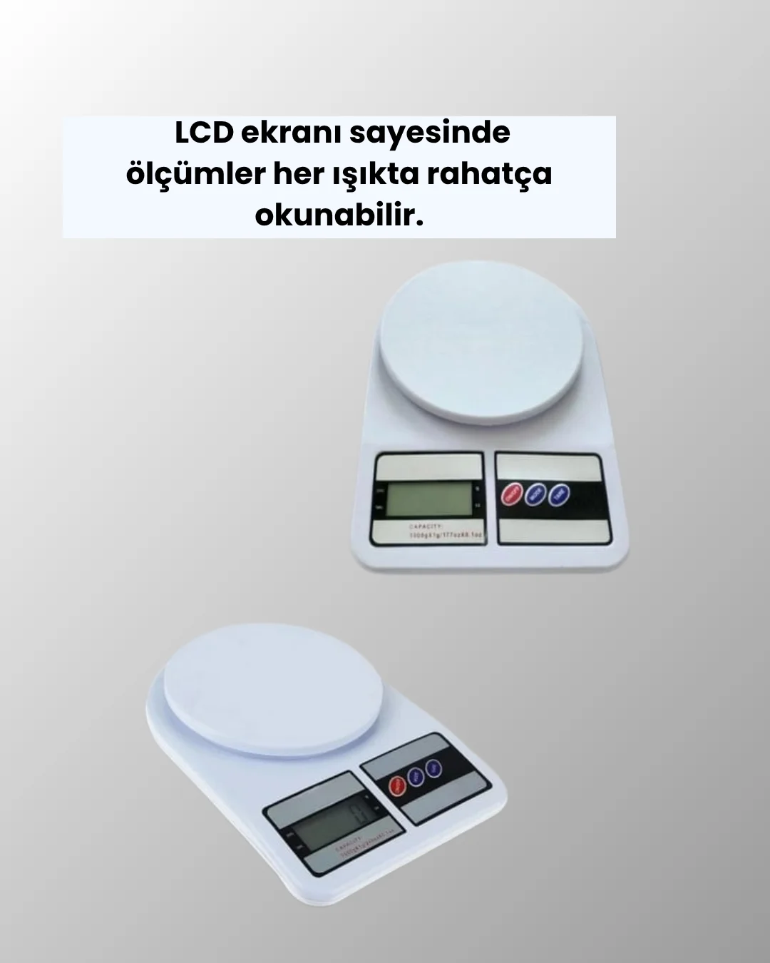 Beyaz Plastik Dijital Mutfak Tartısı – 24x16.8x1.5cm
