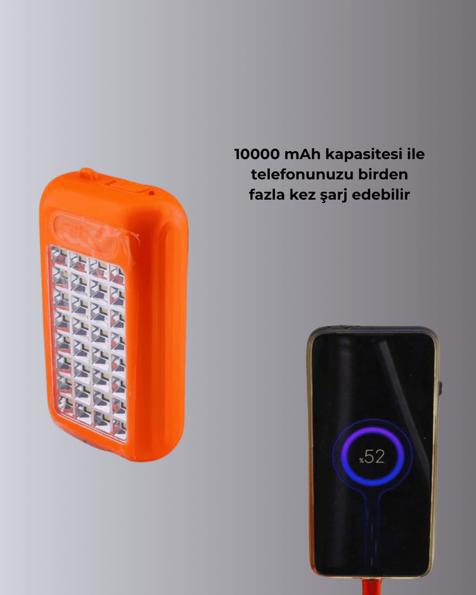 Gold Silver GS-875 Güneş Enerjili Powerbank ve 32 LED Işıldak