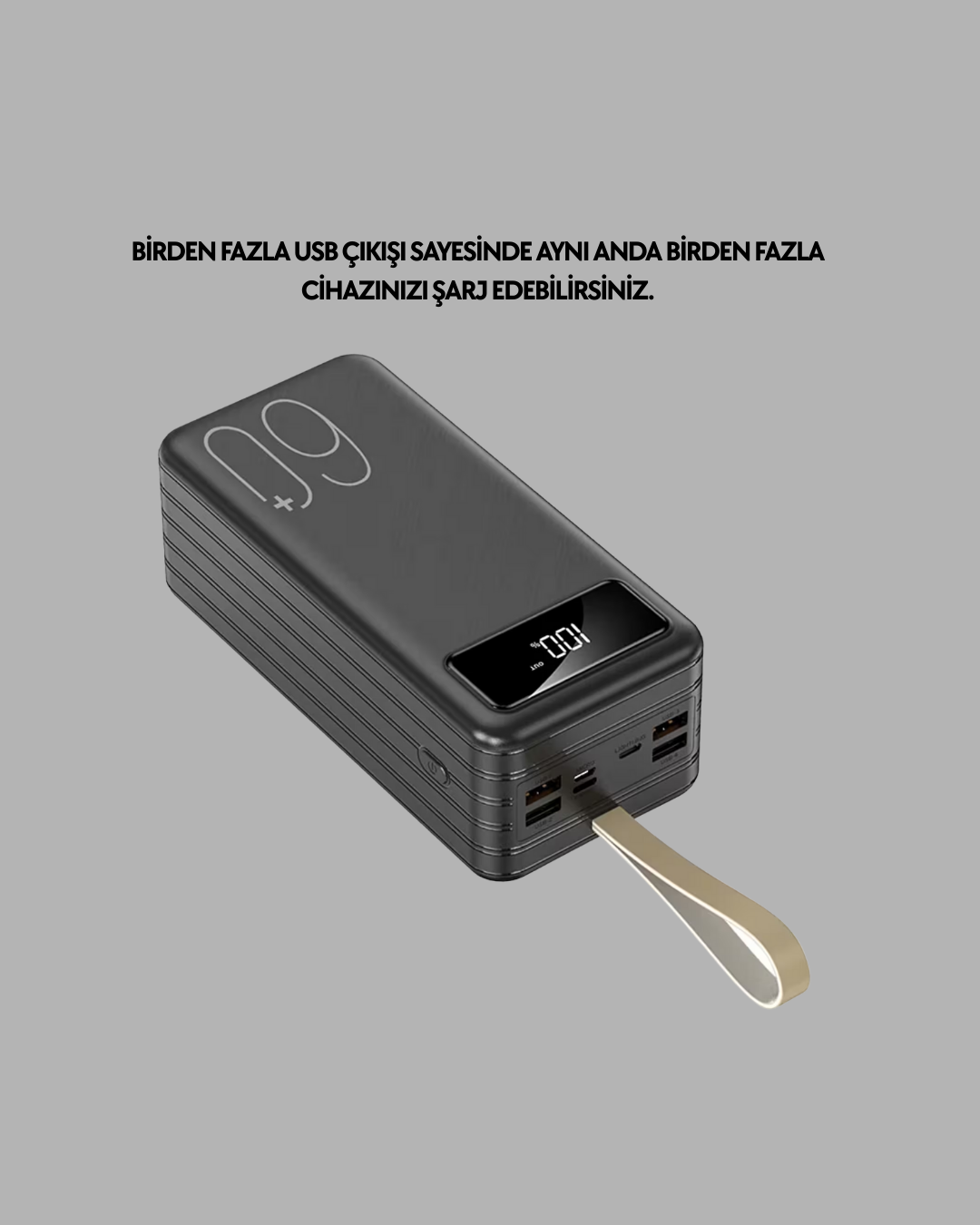 Tüm Cihazlarla Uyumlu LED Fenerli 4 Çıkışlı Powerbank Yeni Nesil