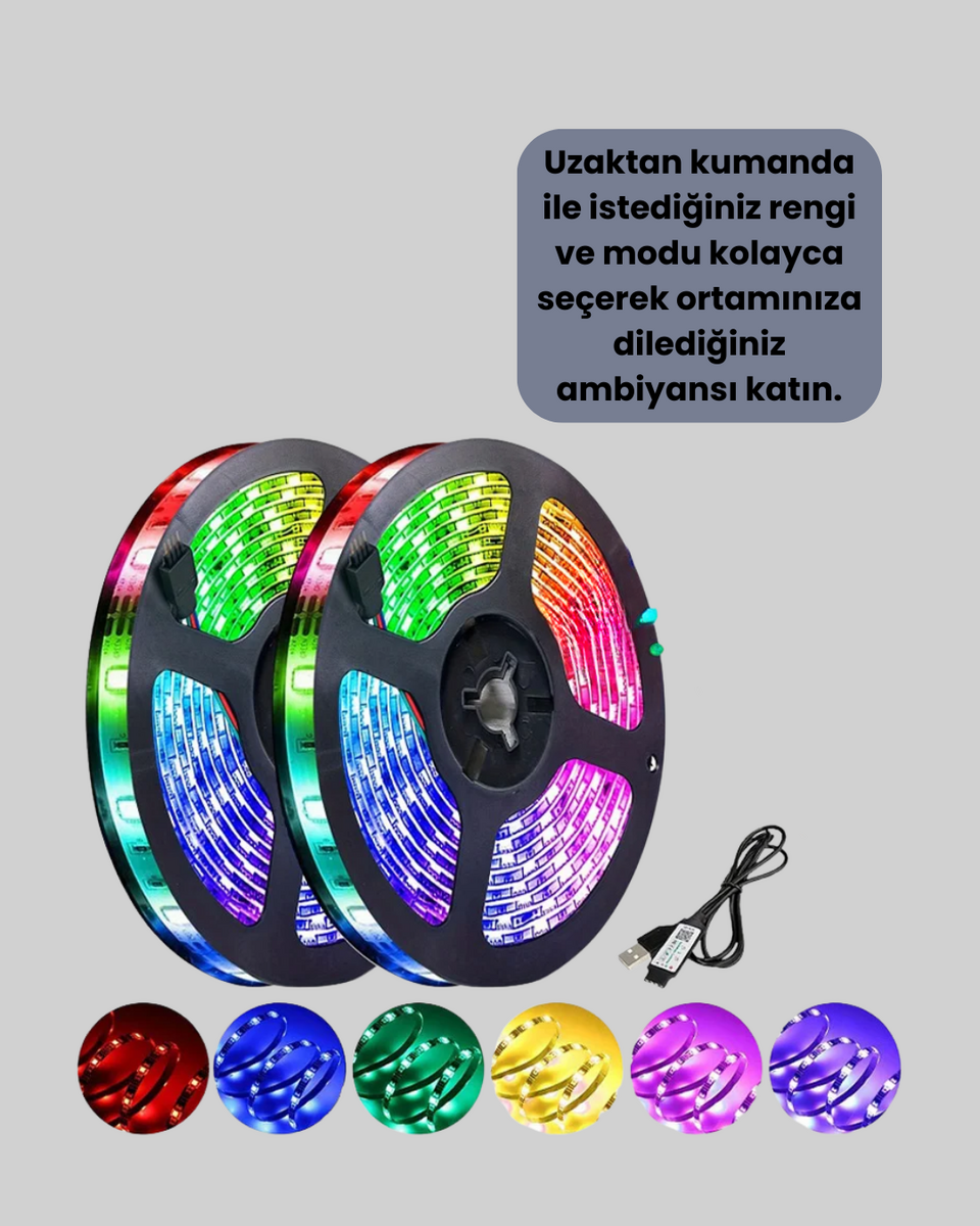 5 Metre Kumandalı RGB Şerit LED Aydınlatma