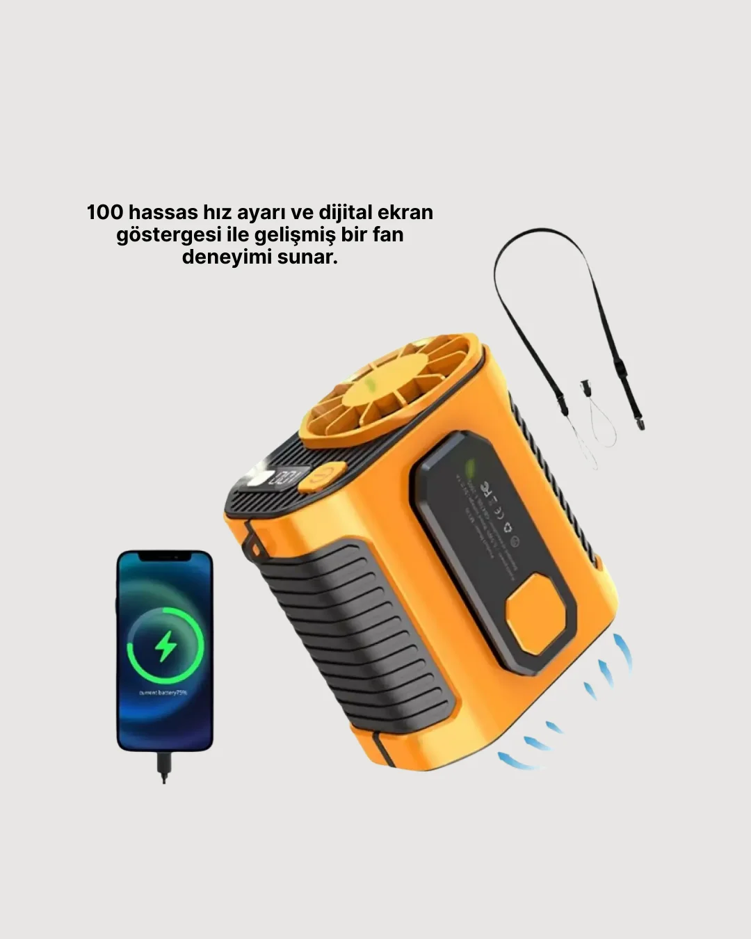 USB Şarjlı Kompakt El ve Boyun Fanı Çok Fonksiyonlu