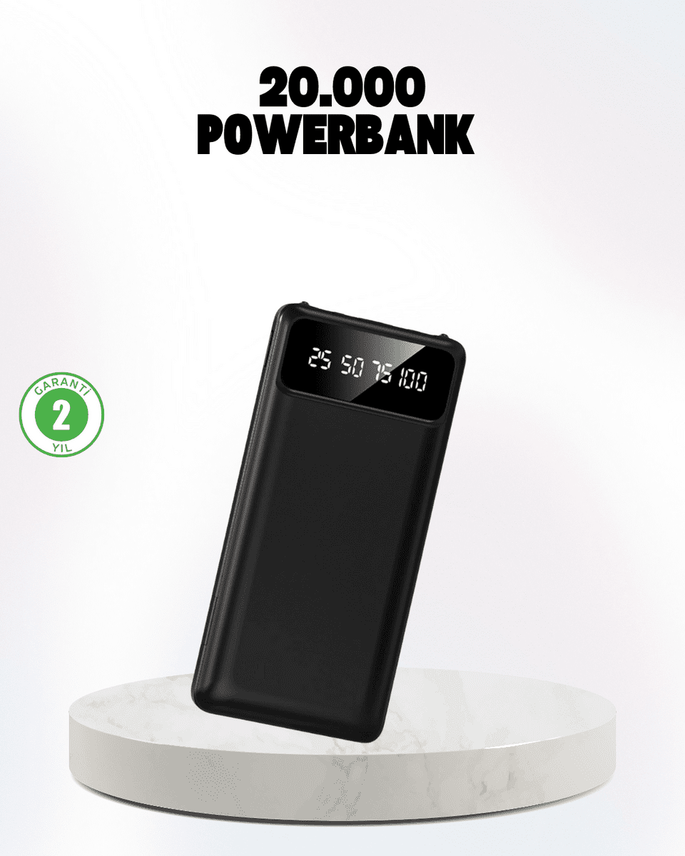 Çoklu Güvenlik Korumalı 20.000 mAh Powerbank Fener Özellikli