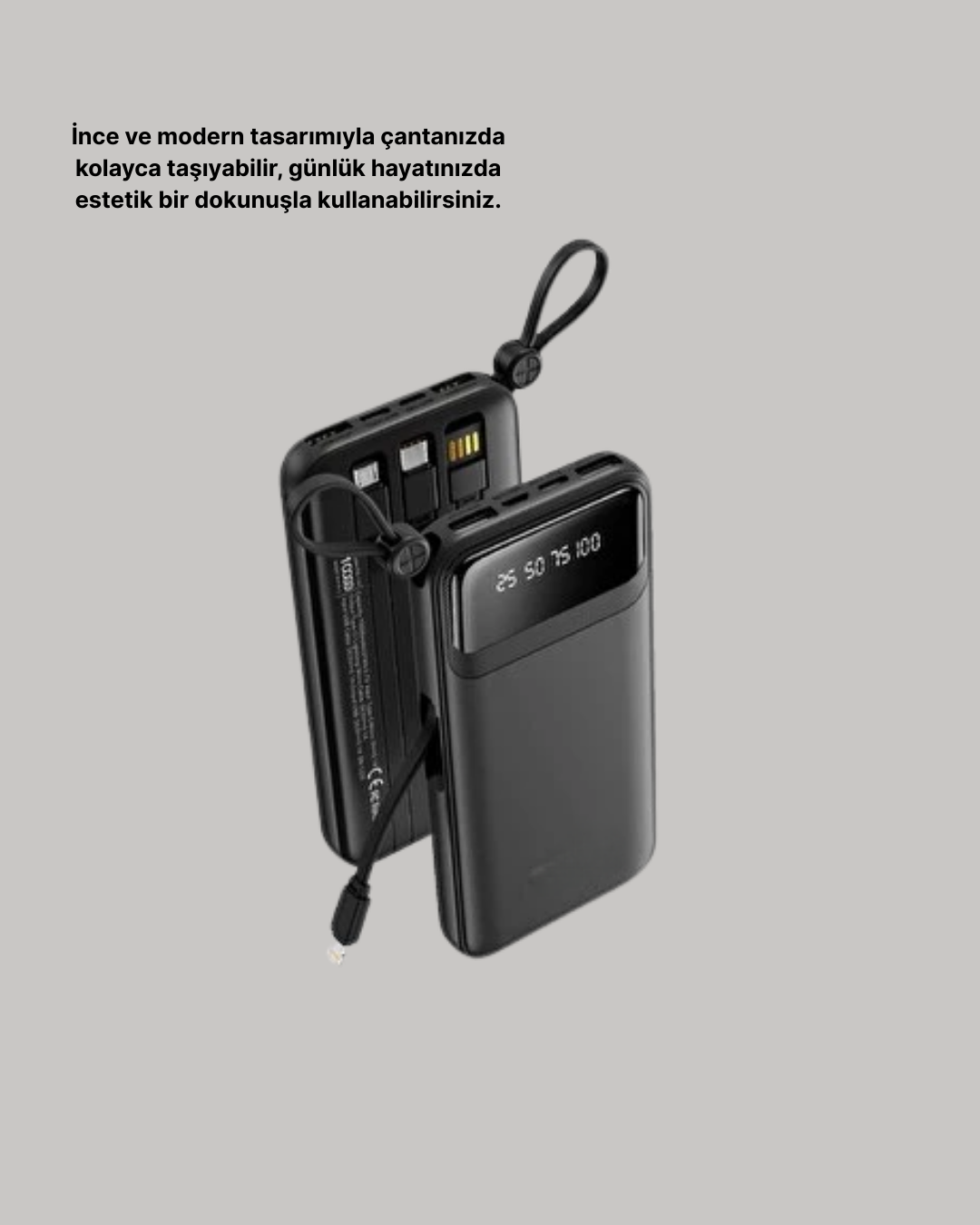 20.000 mAh 4 Çıkışlı LED Göstergeli Hızlı Şarj Powerbank