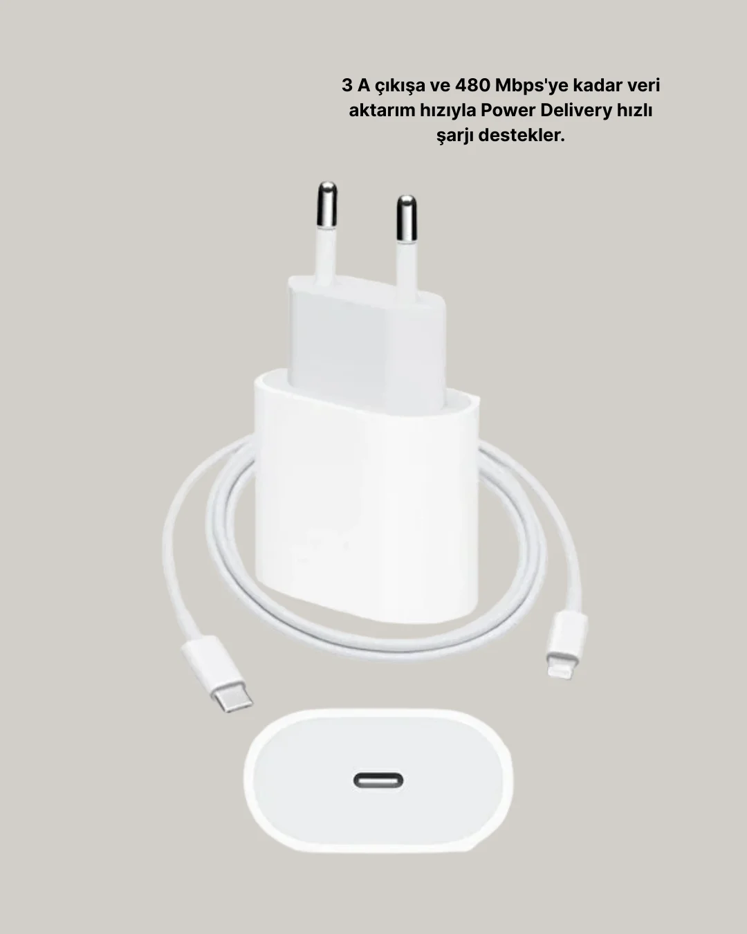 iPhone ve iPad Uyumlu 20W Güvenli USB-C Hızlı Şarj Adaptörü