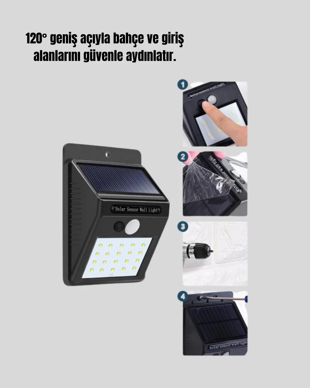 Hareket Algılamalı Solar LED Güvenlik Lambası Yeni Nesil