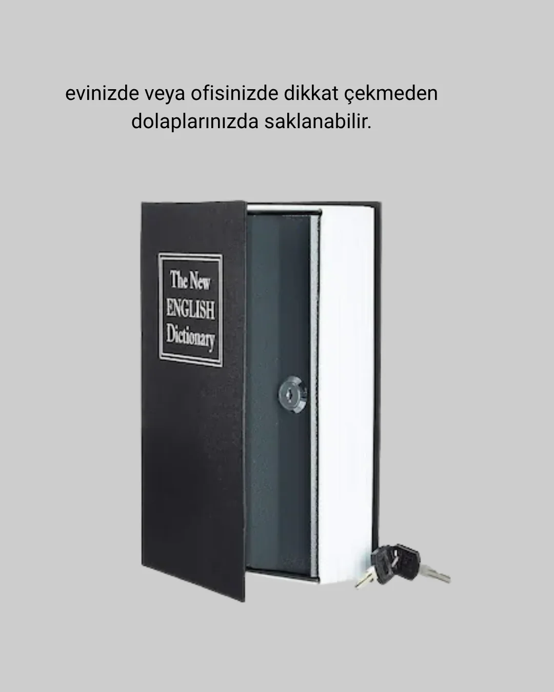 Anahtarlı Gizli Kitap Kasa – Metal İç Yapı, Kamuflajlı Sözlük Tasarım