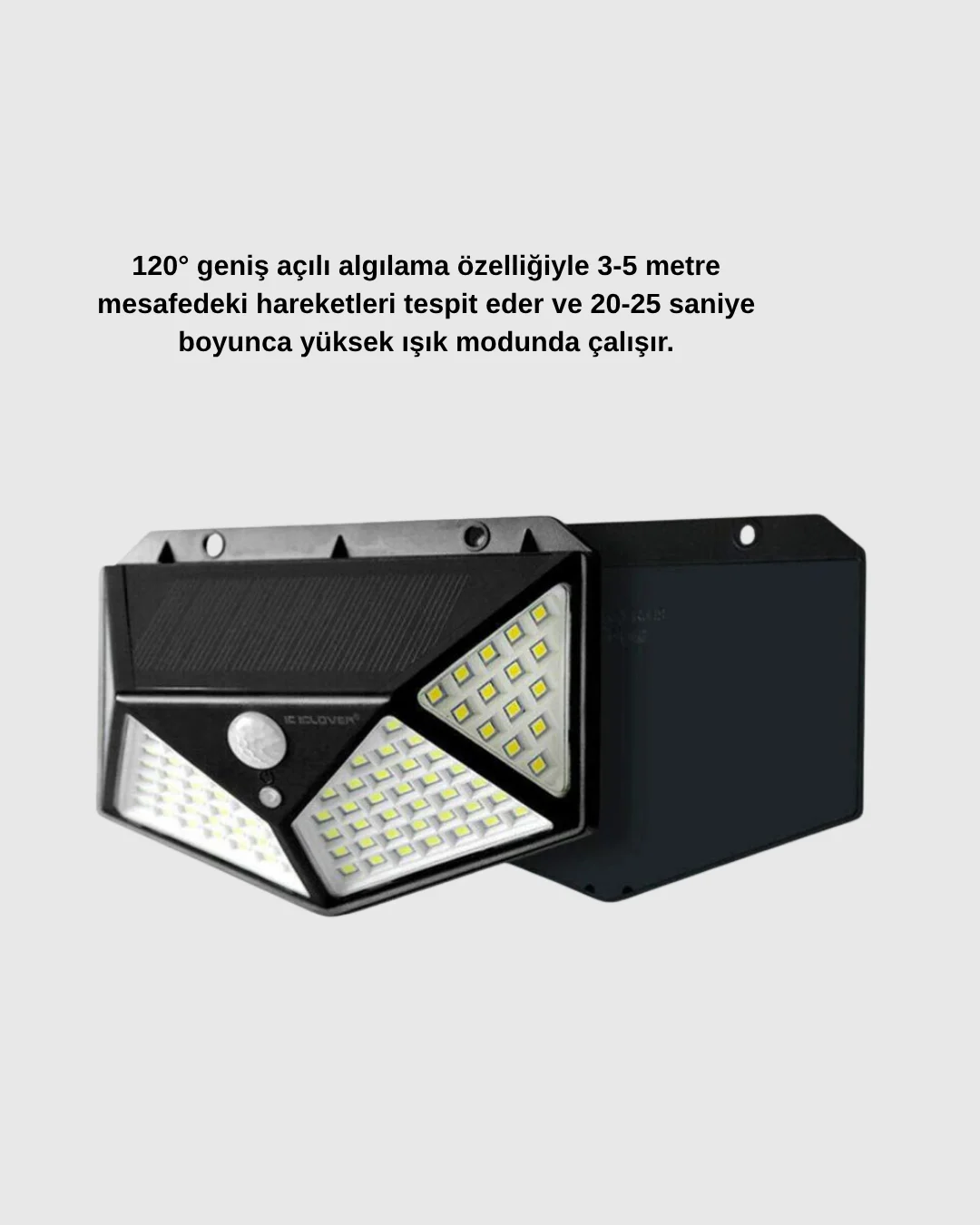 Güneş Enerjili 100 LED Dış Mekan Lamba Hareket Sensörlü, Uzun Süreli Şarj Solar Aydınlatma
