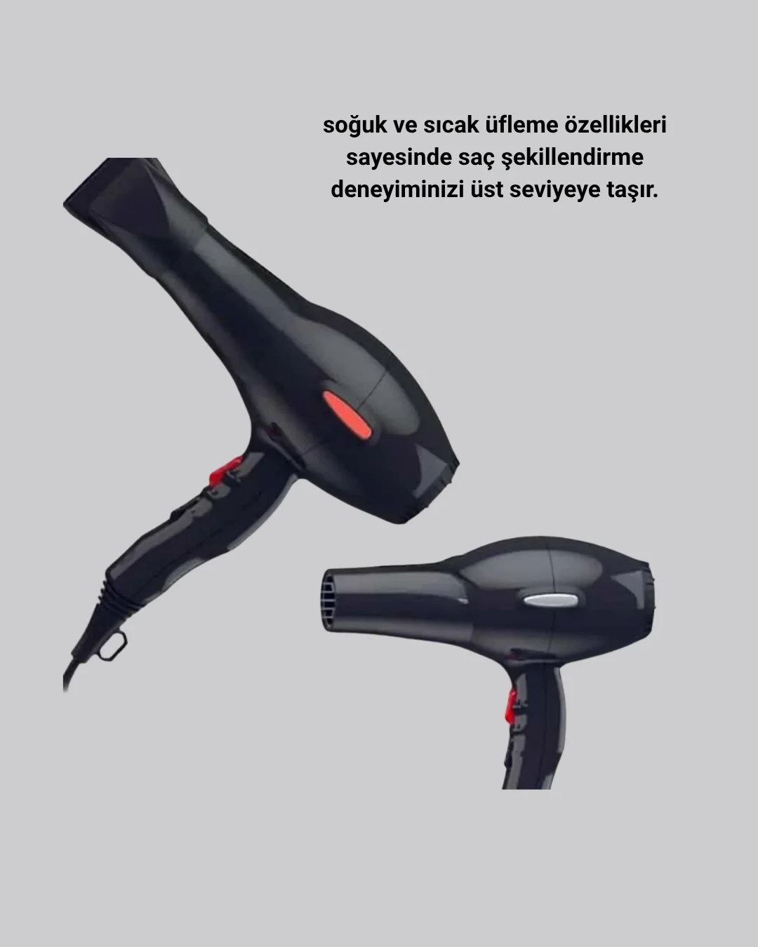Profesyonel 2200W Fön Makinesi – AC Motorlu, Hızlı Kurutma, Hafif Tasarım