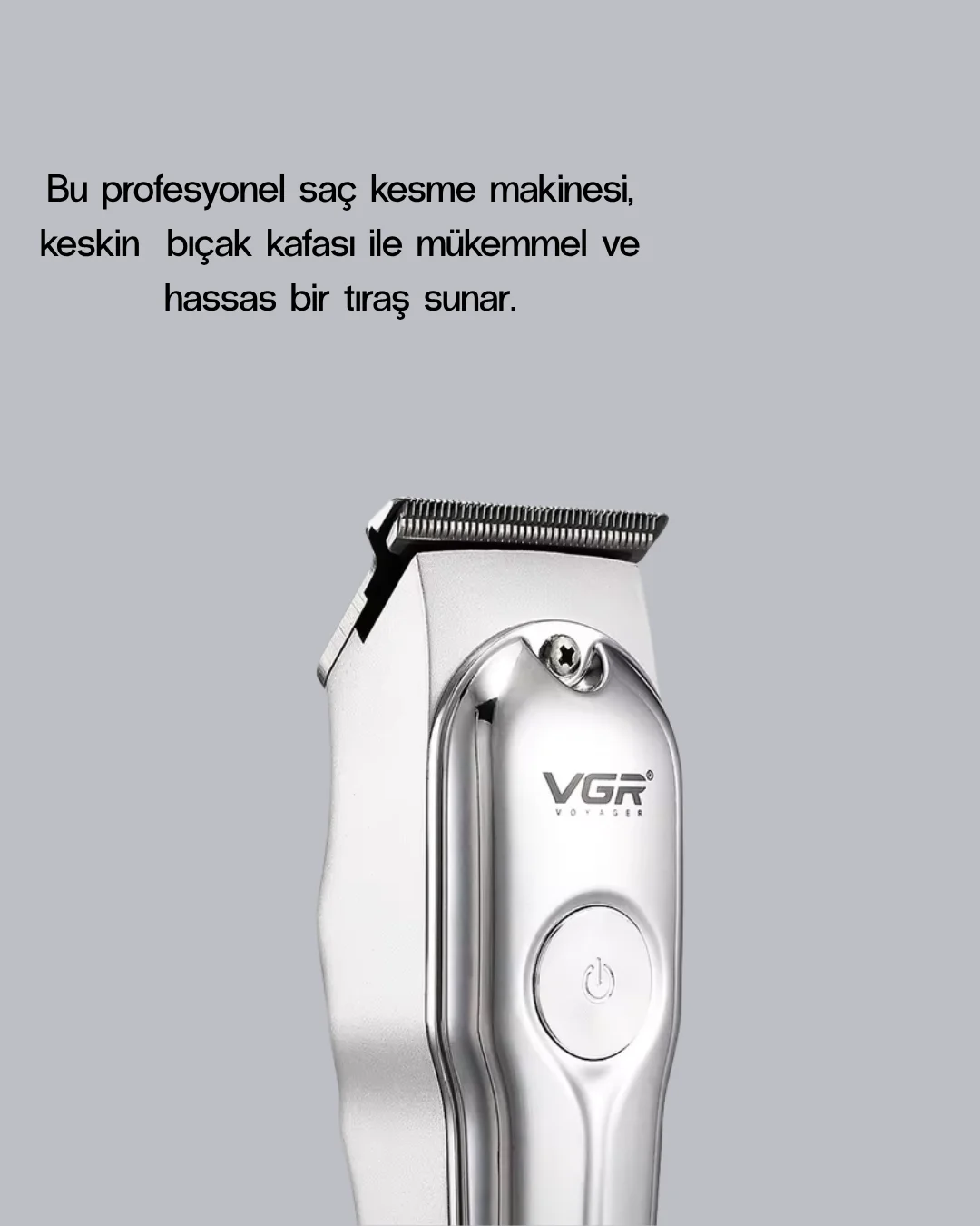 Gümüş Desenli Şarjlı Tıraş Makinesi – 120 Dakika Çalışma Süresi, 3 Başlıklı