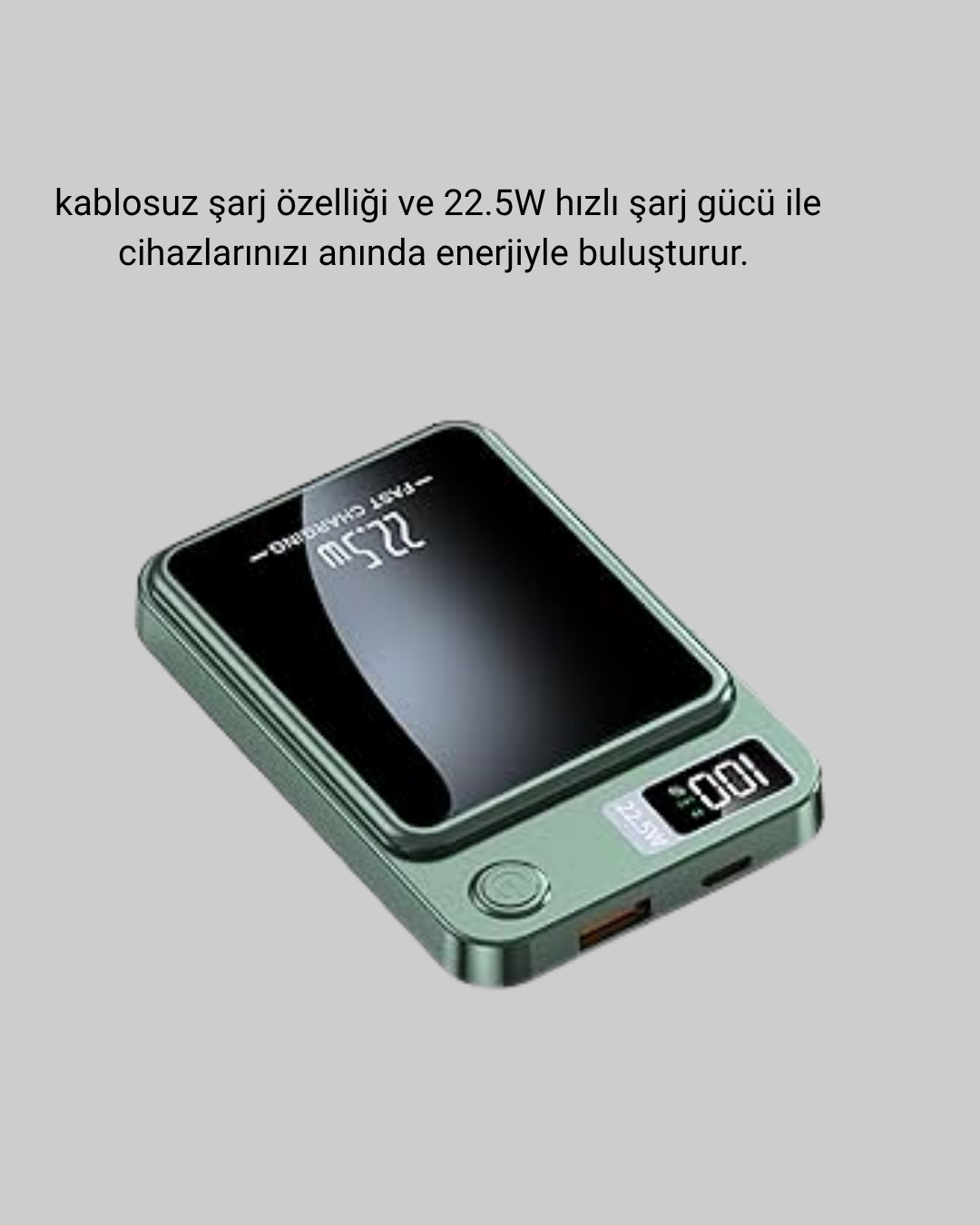MagSafe Powerbank Kablosuz Şarjlı ve 22.5W Hızlı Şarj Destekli