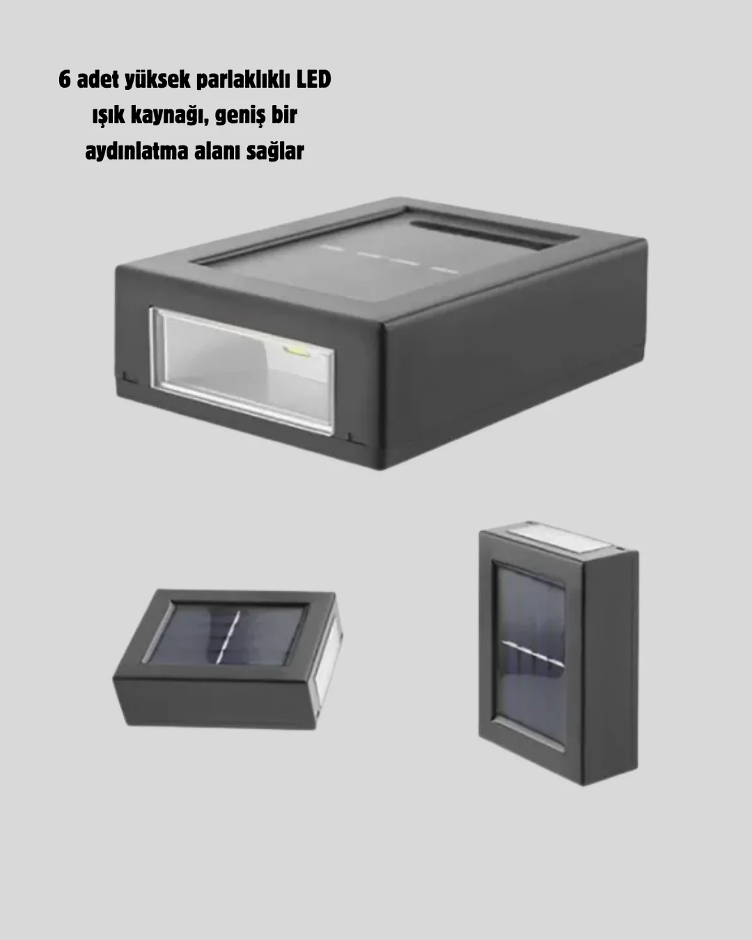 Solar Güçlü 6 LED Dış Mekan Lambası – Otomatik Aç/Kapa Işık Sensörlü Aydınlatma
