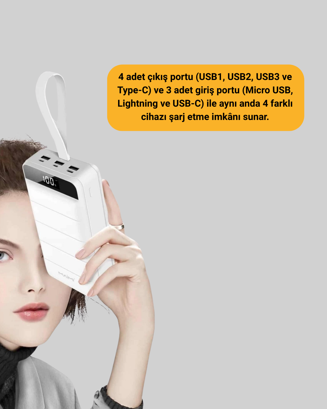50000mAh LED Göstergeli Taşınabilir Şarj Cihazı