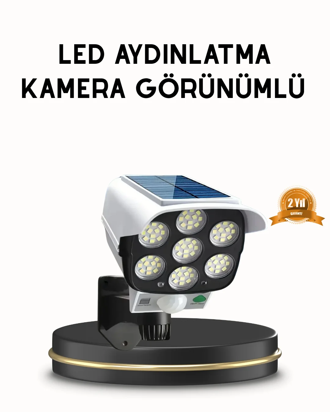 Güneş Paneliyle Şarj Olan Hareket Sensörlü Dış Mekan Güvenlik Lambası Ayarlanabilir