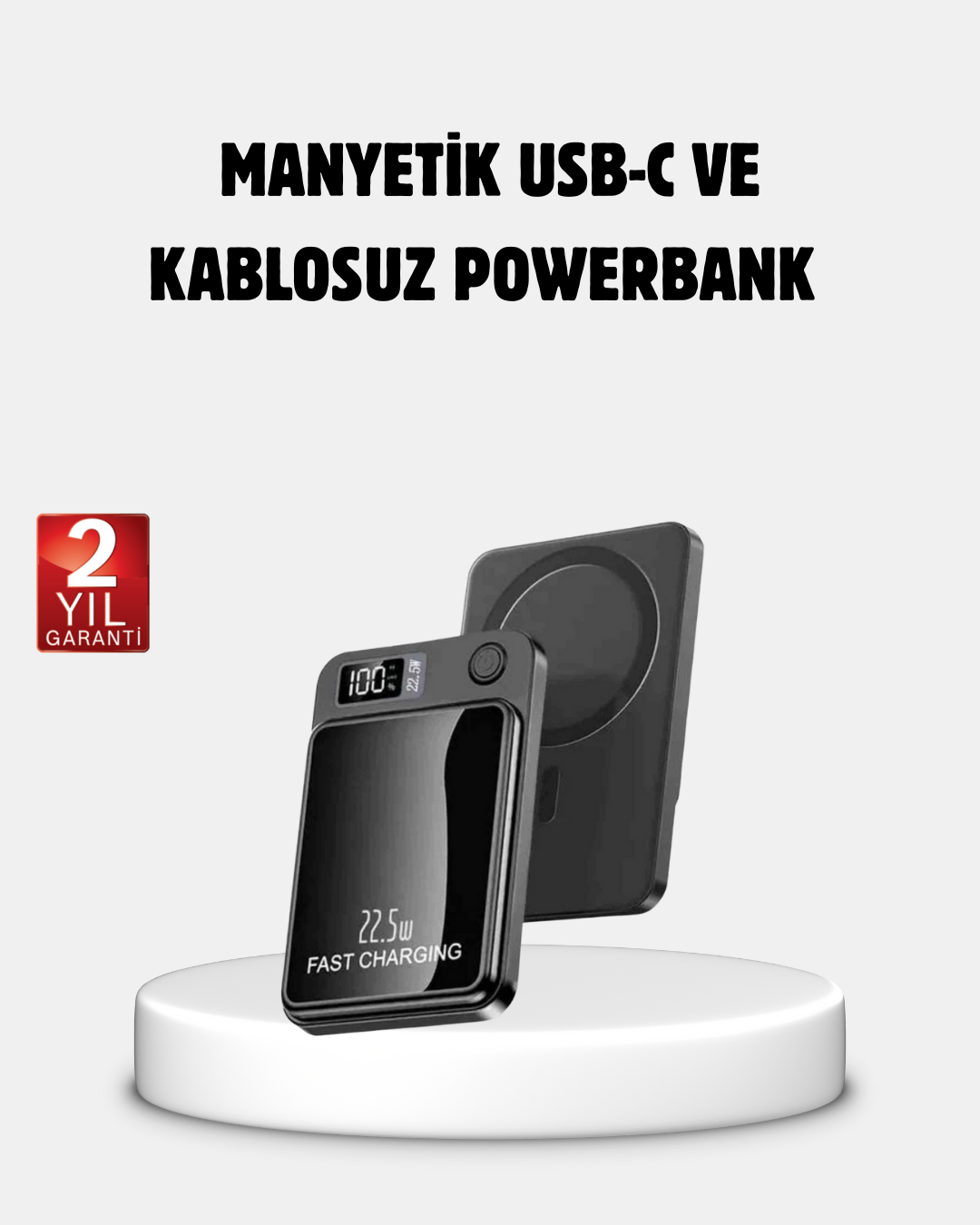 Manyetik Powerbank 15W Wireless Hızlı Şarj LED Ekranlı