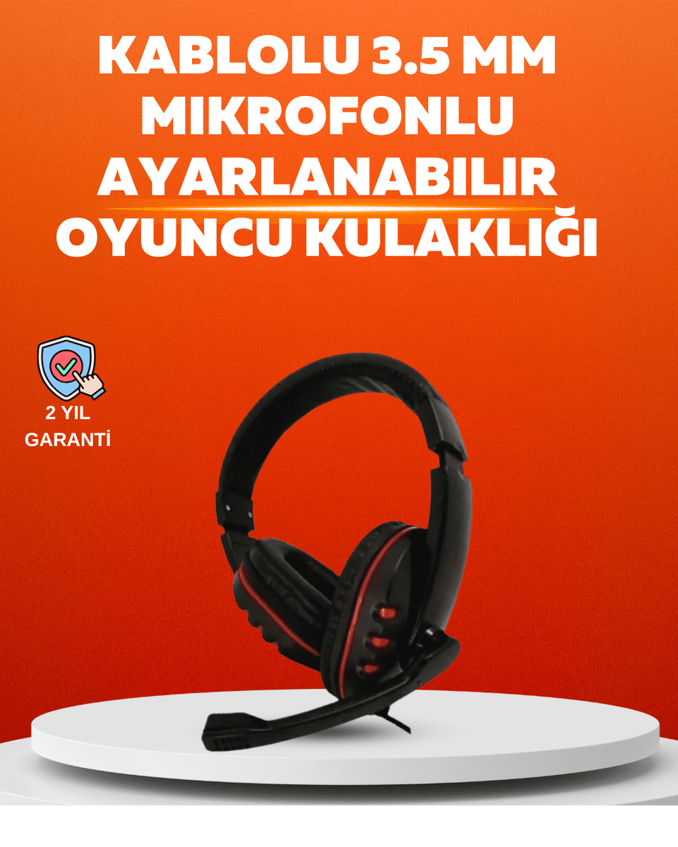Stereo Kırmızı Gaming Kulaklığı Yumuşak Pedli Mikrofonlu