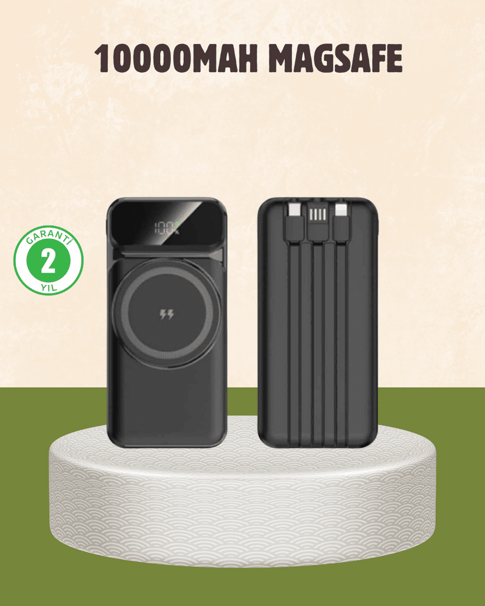 10000 mAh Kablosuz Powerbank – 15W Hızlı Şarj,  Type-C Çoklu Çıkışlı