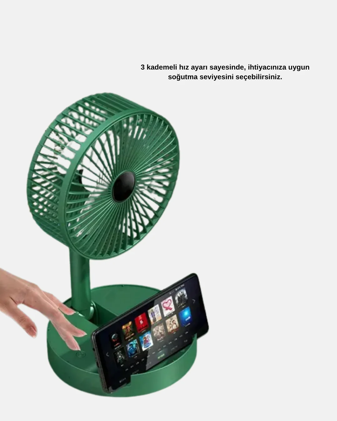 Taşınabilir Katlanabilir Mini Fan 3 Kademeli Şarj Edilebilir