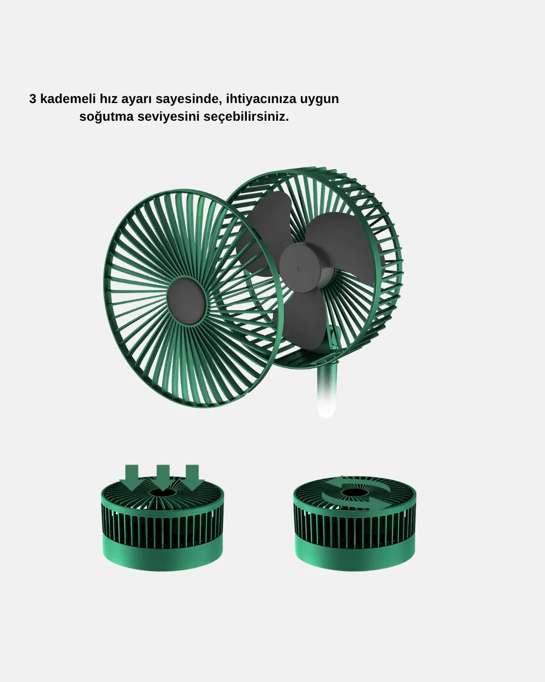 Şarjlı Mini Fan Katlanabilir 3 Hız Ayarlı Taşınabilir Tasarımlı