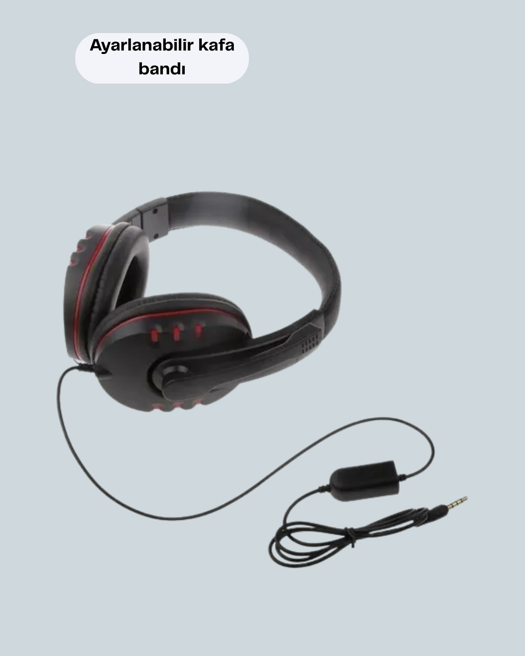Kırmızı Gaming Kulaklık Stereo Mikrofonlu Dayanıklı Örgü Kablolu