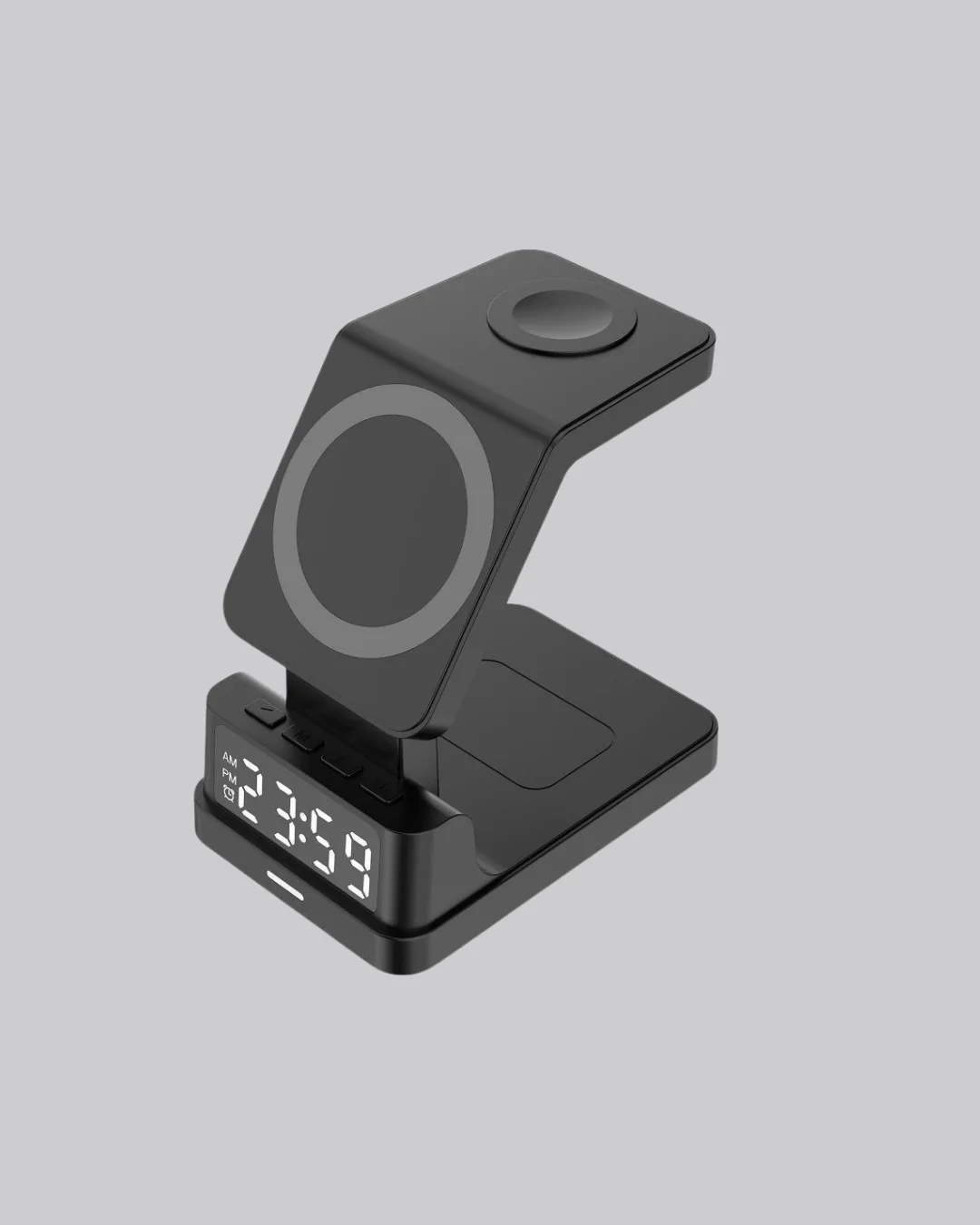 4’ü 1 Arada Kablosuz Şarj İstasyonu LED Saat Ekranlı, Akıllı Güvenlik Koruması