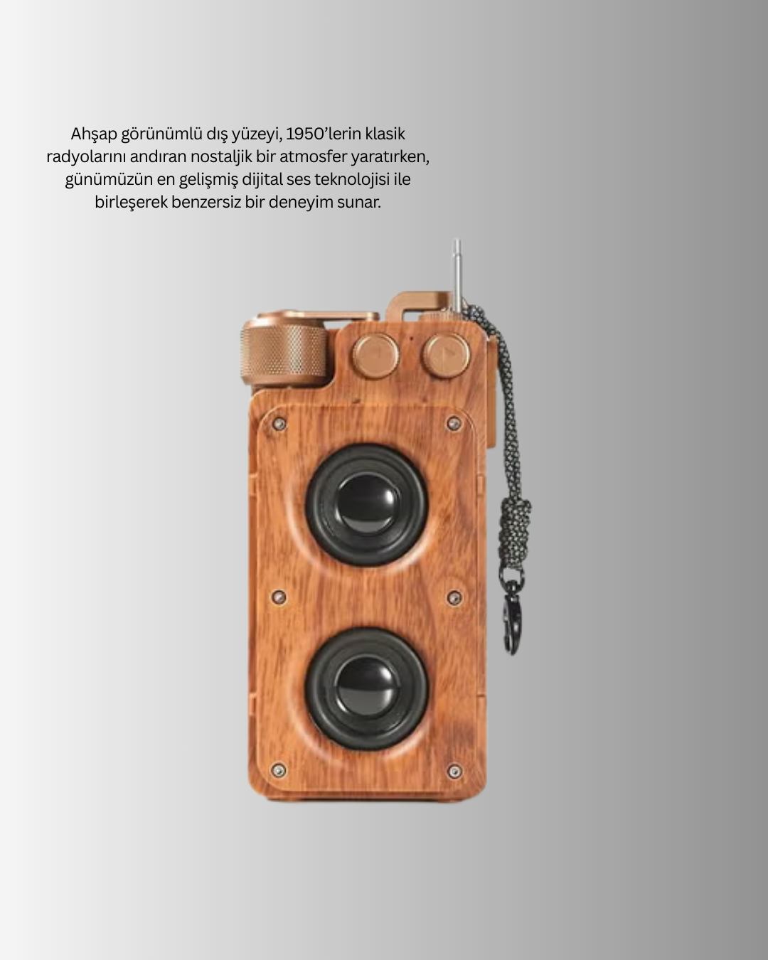 Klasik Görünümlü Bluetooth Hoparlör 360 Derece Stereo ve Radyo