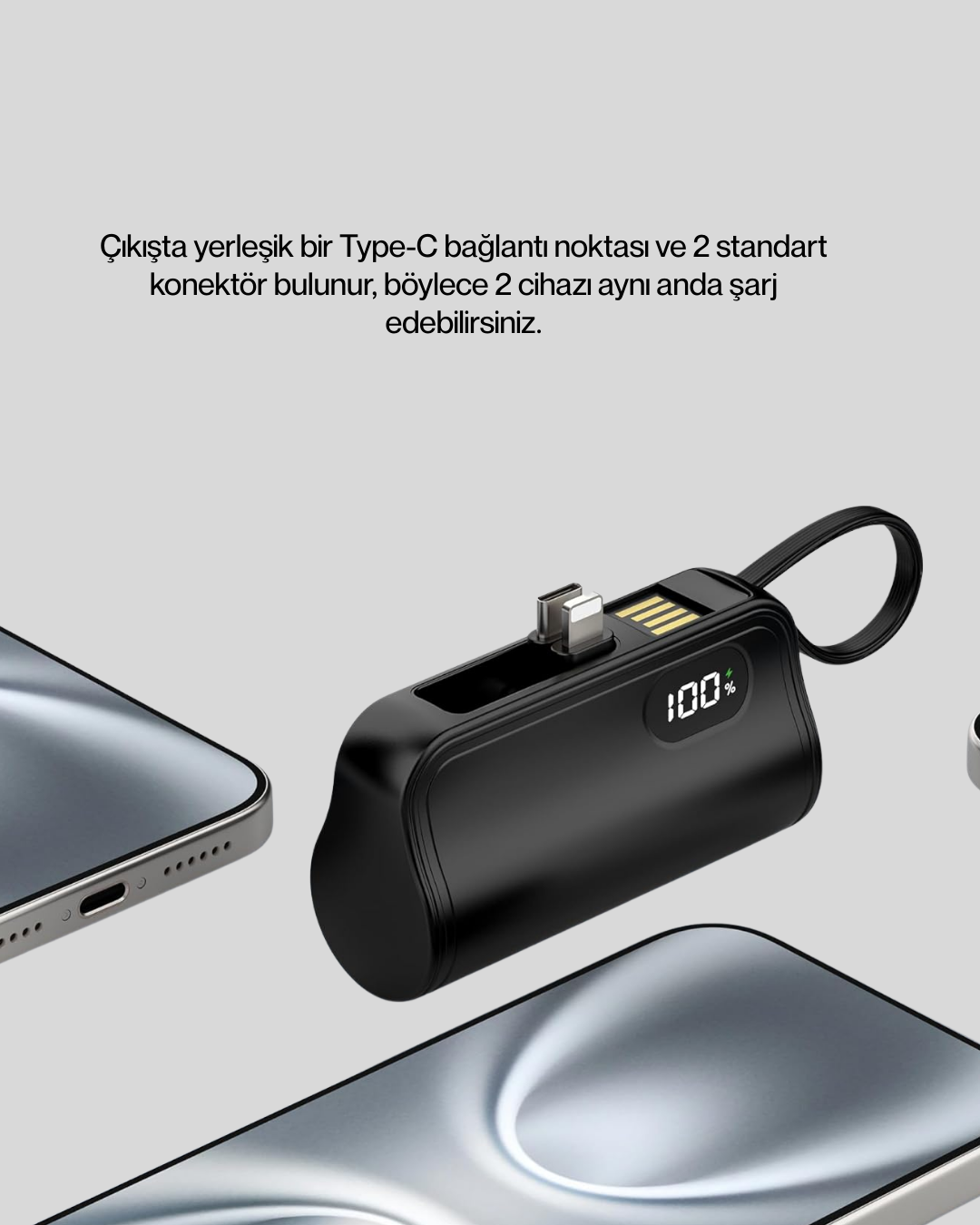 Dahili Type-C Konektörlü Mini 2000mAh Powerbank