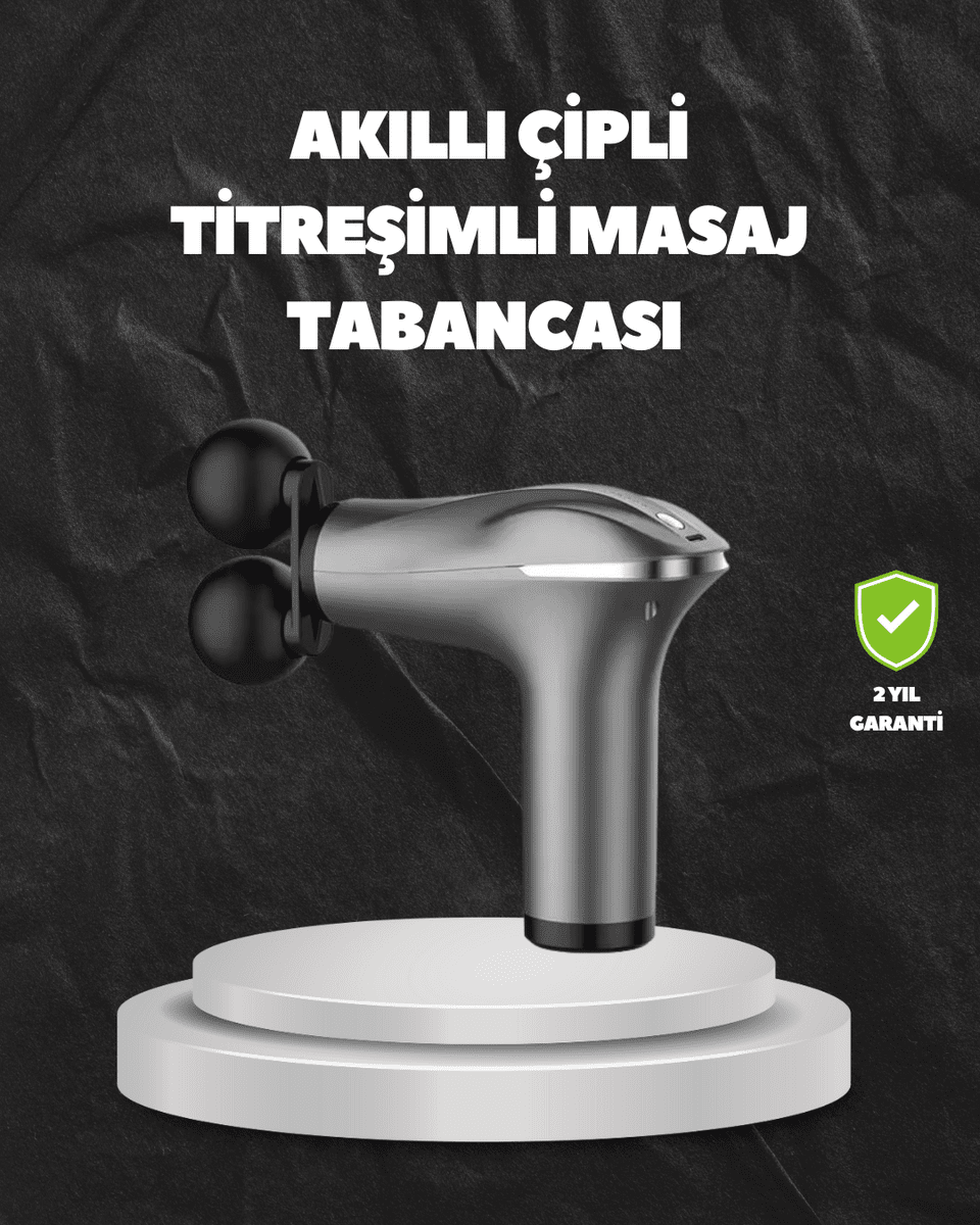 4 Başlıklı Şarjlı Masaj Tabancası Bel Sırt Boyun Bacak Kas Rahatlatıcı