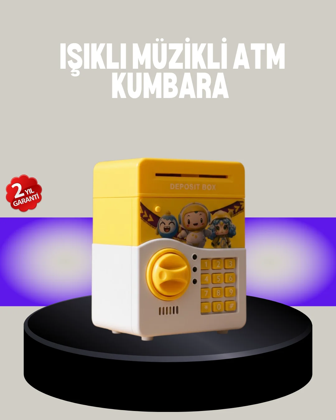 Sarı Şifreli Eğitici Çocuk Kumbarası Otomatik Para Girişli