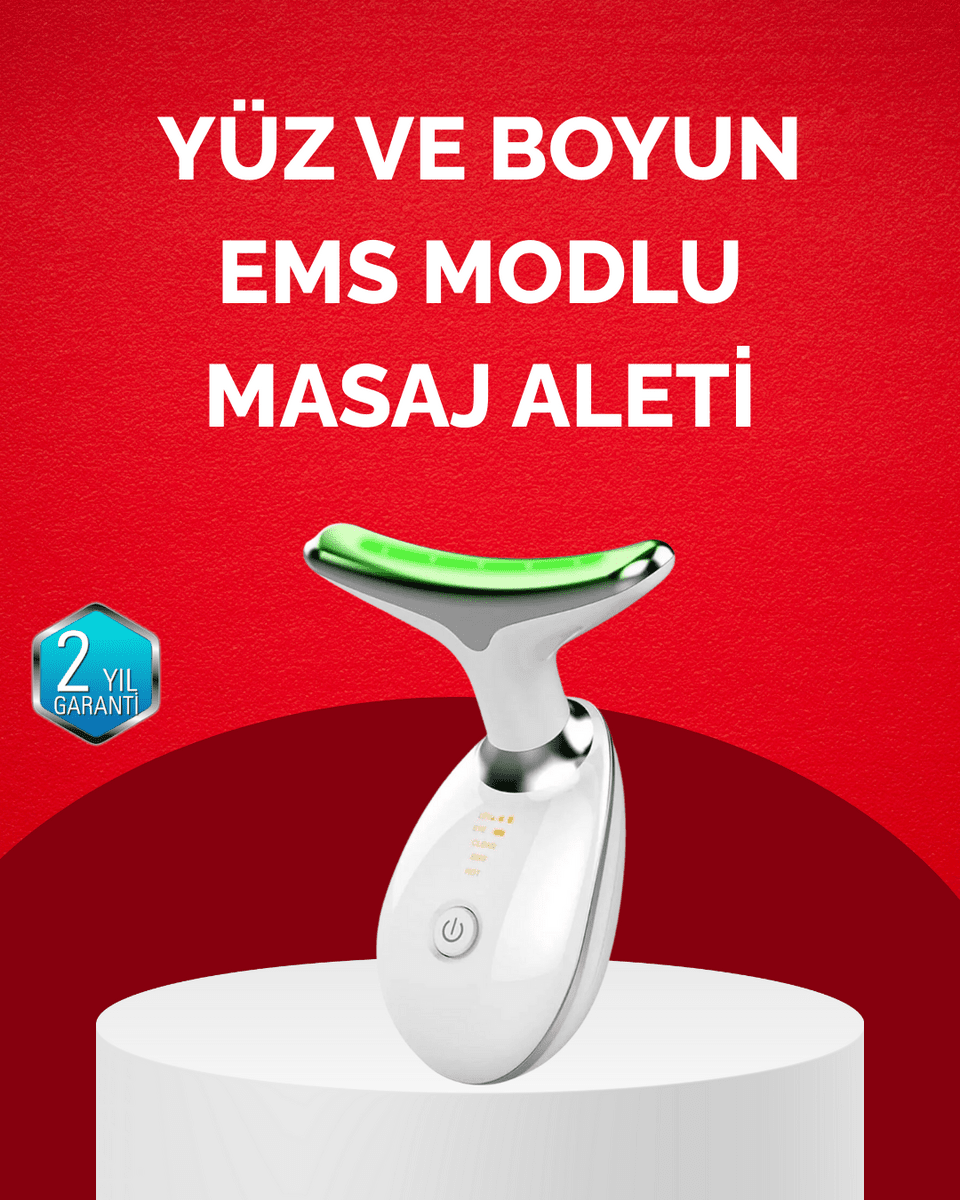 USB Şarjlı LED Işık Terapili Yüz Boyun Bakım Cihazı