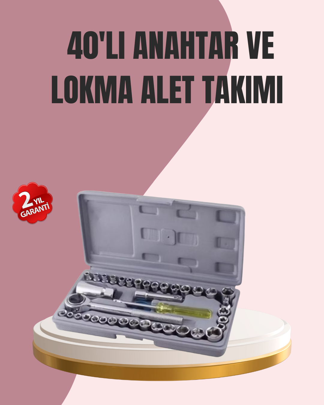 Otomotiv ve Ev Kullanımı İçin 40 Parça Lokma Anahtar Seti Taşıma Çantalı