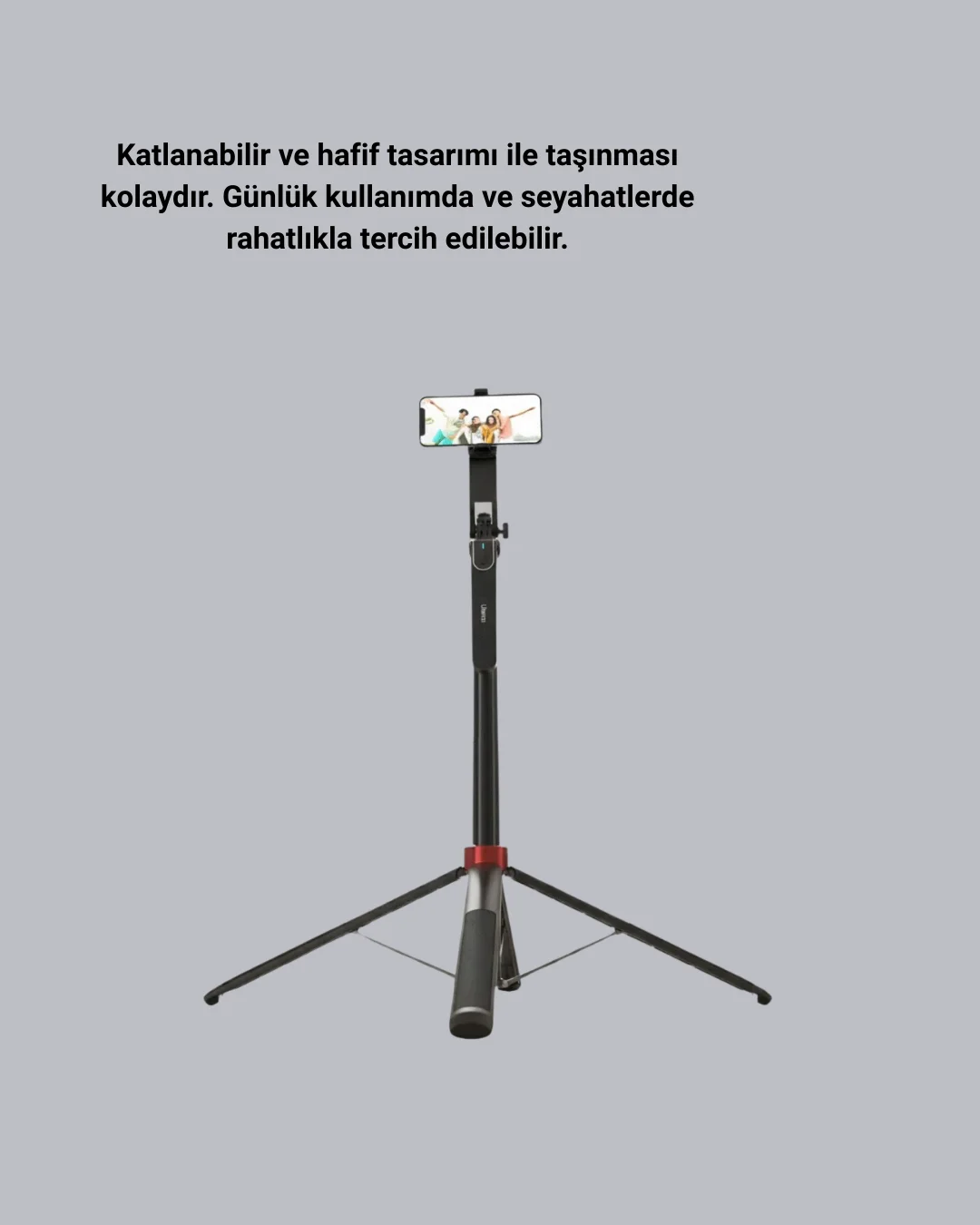 Kablosuz Çift Yaka Mikrofonu ve Tripodlu Selfie Çubuğu İçerik Üretici Seti