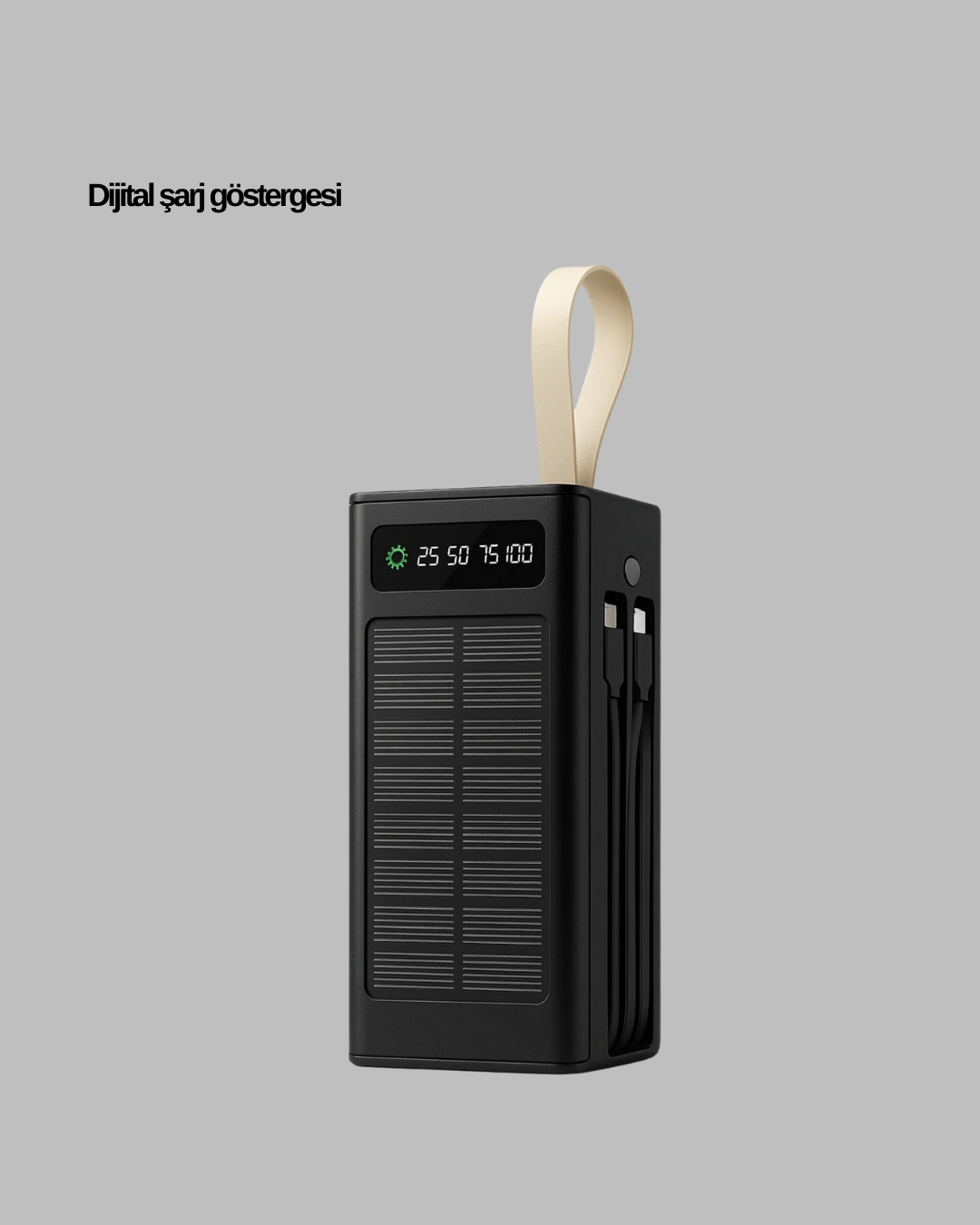 Güneş Panelli Powerbank LED Işıklı Taşınabilir Şarj Cihazı