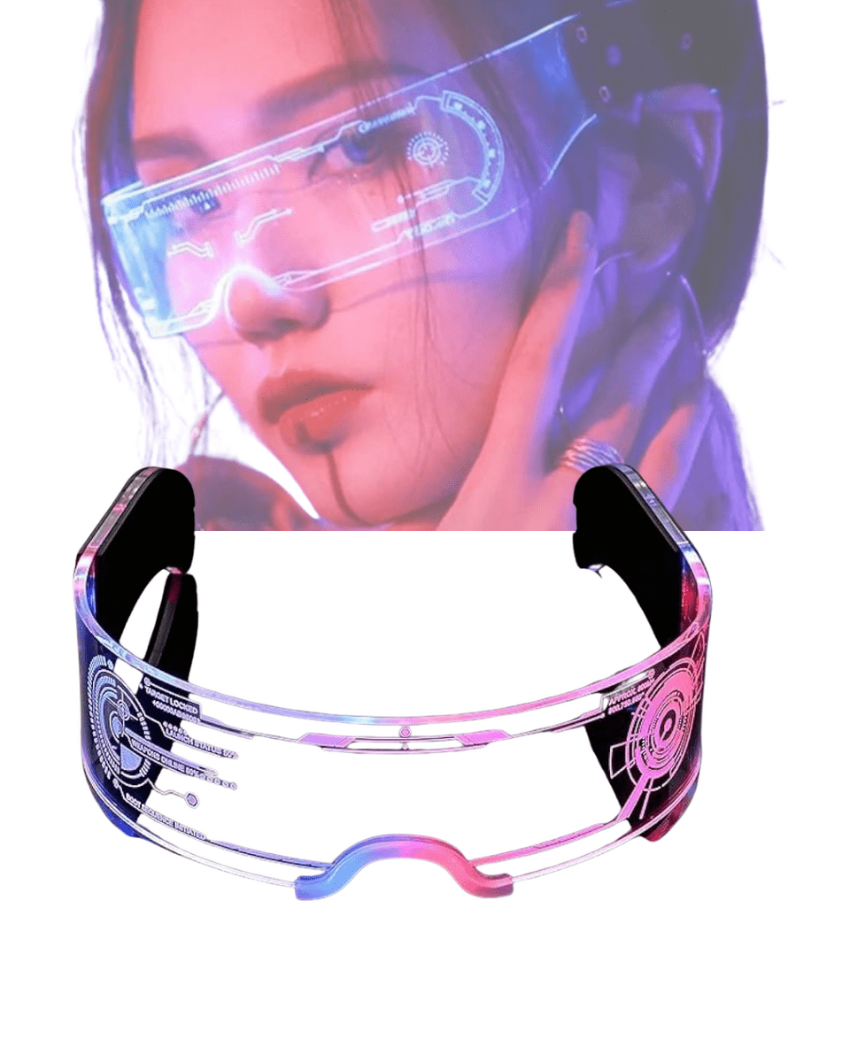 Aydınlatmalı LED Parti Gözlüğü Çok Renkli Modlu Cyberpunk Tasarım
