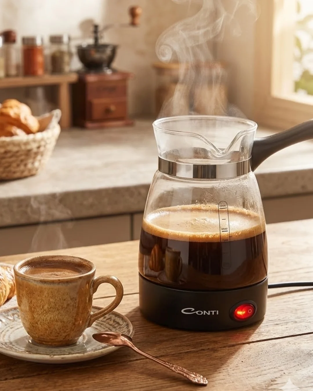 Elektrikli Cam Kahve Makinesi 650W 0.5 Litre Kapasiteli Türk Kahvesi Makinesi