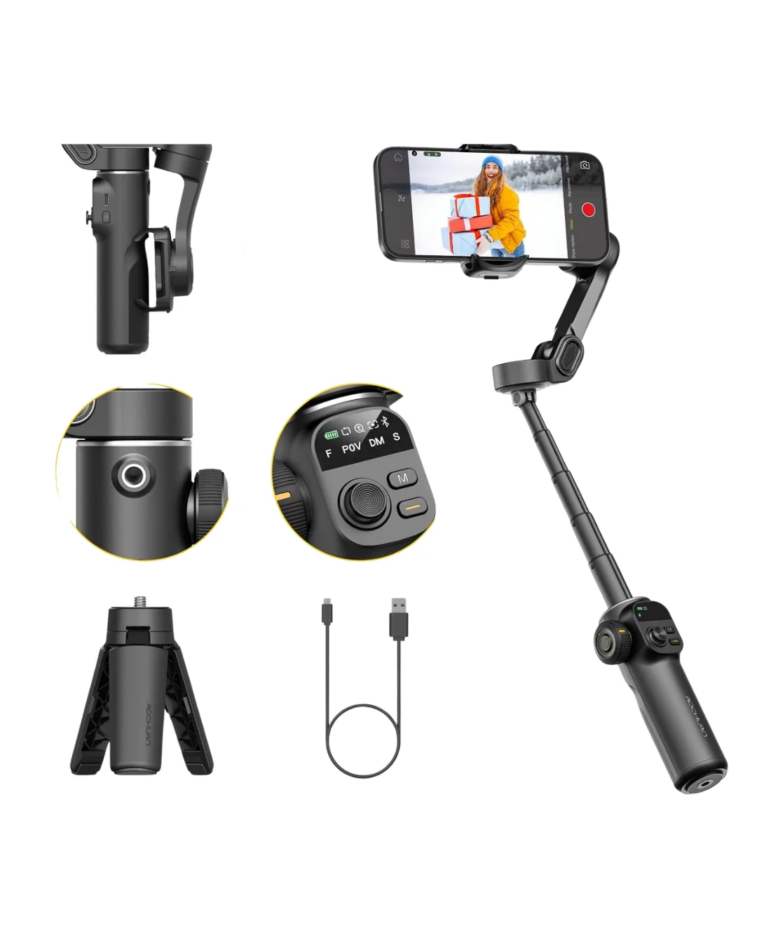 Profesyonel Telefon Gimbal Stabilizer 3 Axis Video Sabitleyici Vlog Tripod