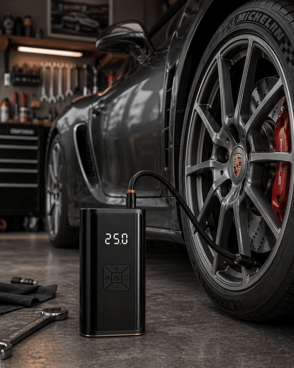 Taşınabilir Hava Pompası Akıllı Durdurma Özellikli Lastik Şişirici