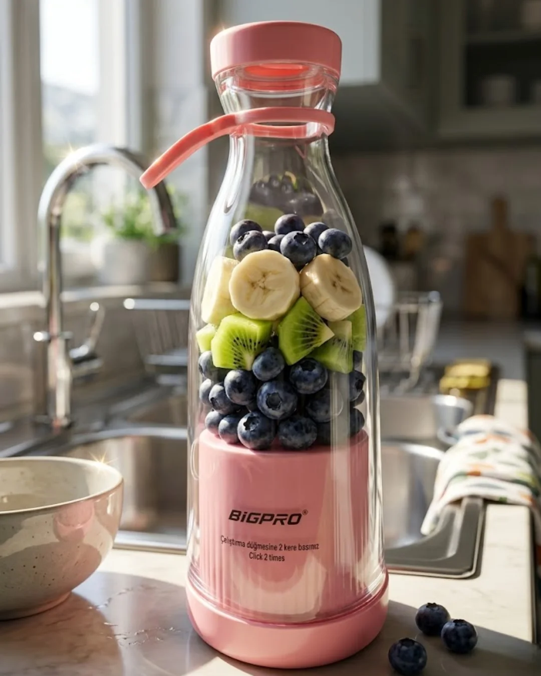 Mini Blender USB Şarjlı Smoothie Hazırlayıcı Kolay Temizlenebilir Tasarım