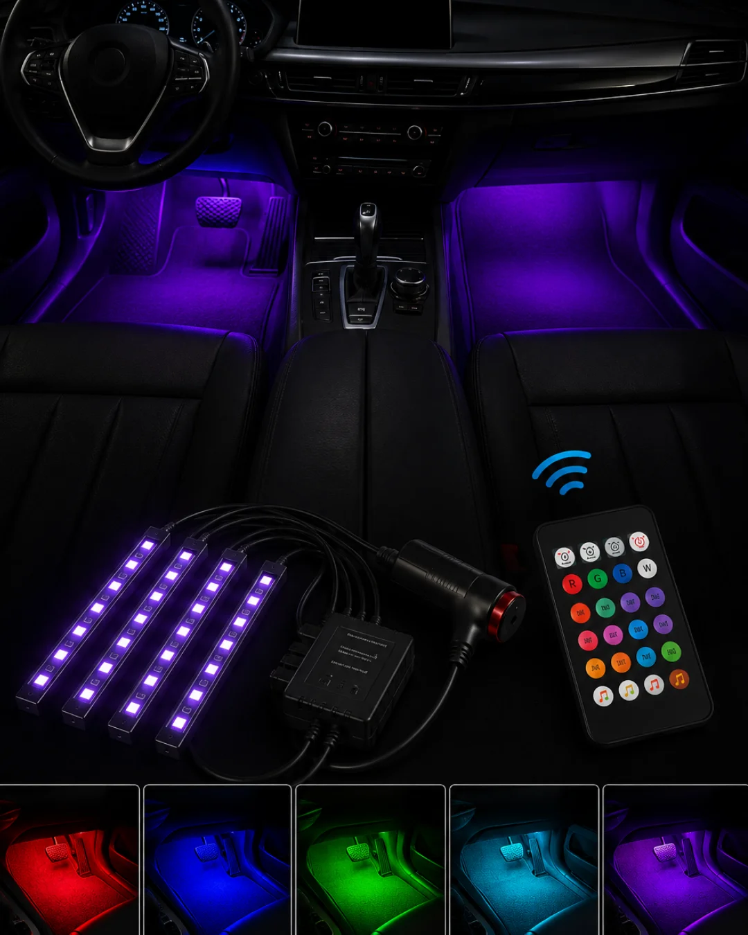 RGB Araç İçi Şerit LED Seti Müzik Kontrollü Ambiyans Aydınlatma