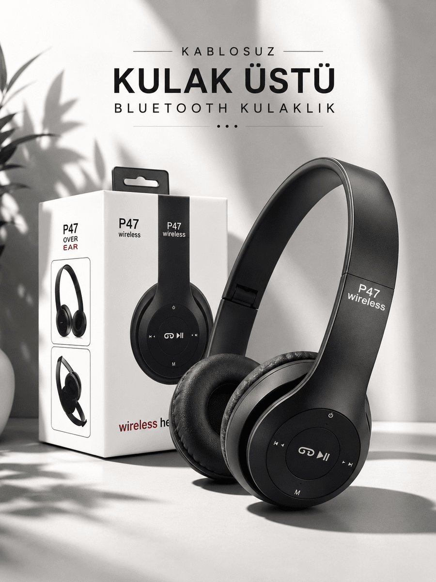 Kulak Üstü TF Kart ve AUX Destekli Ergonomik Bluetooth Kulaklık